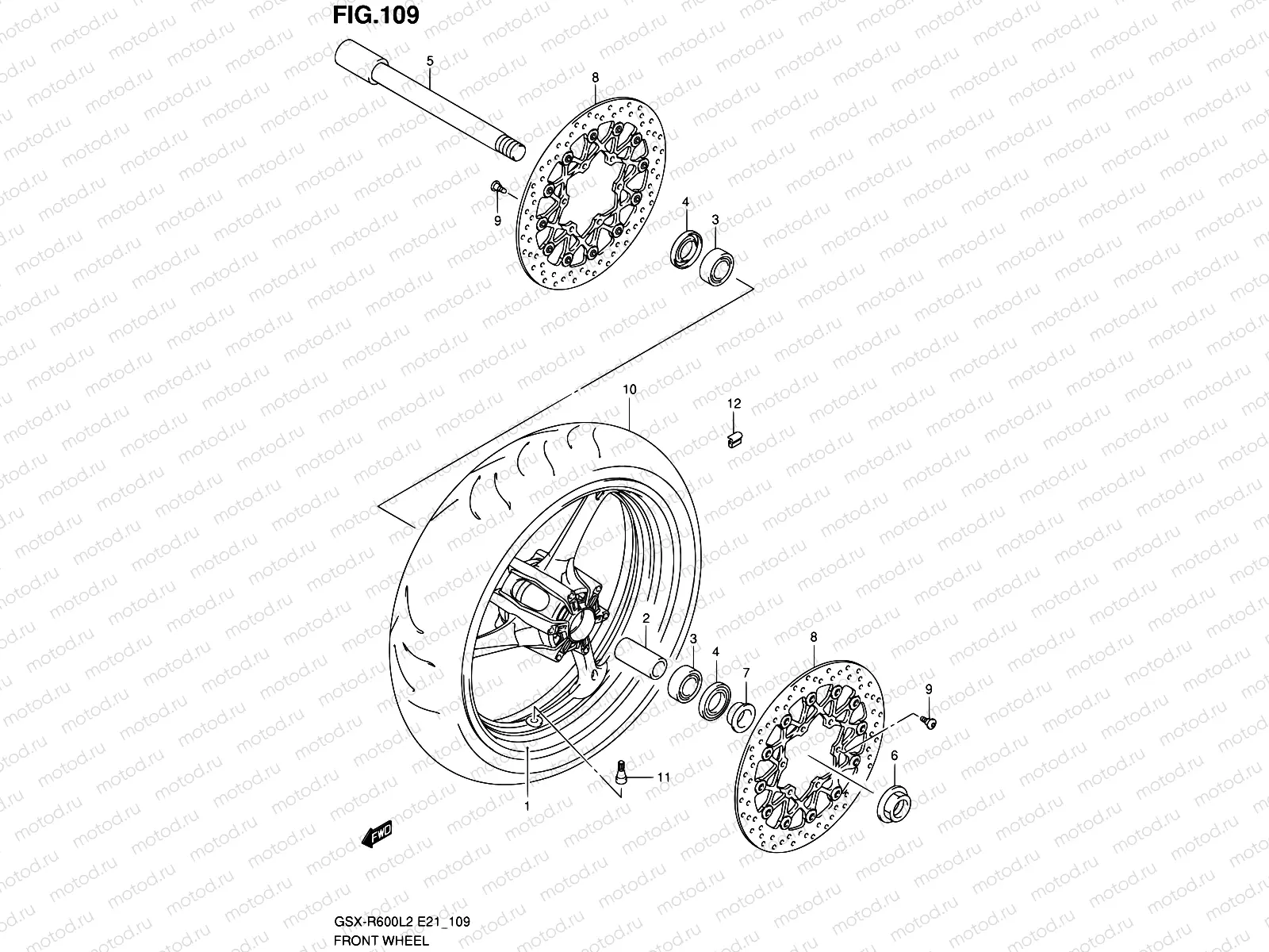 109 - FRONT WHEEL (GSX-R600UEL2 E21)