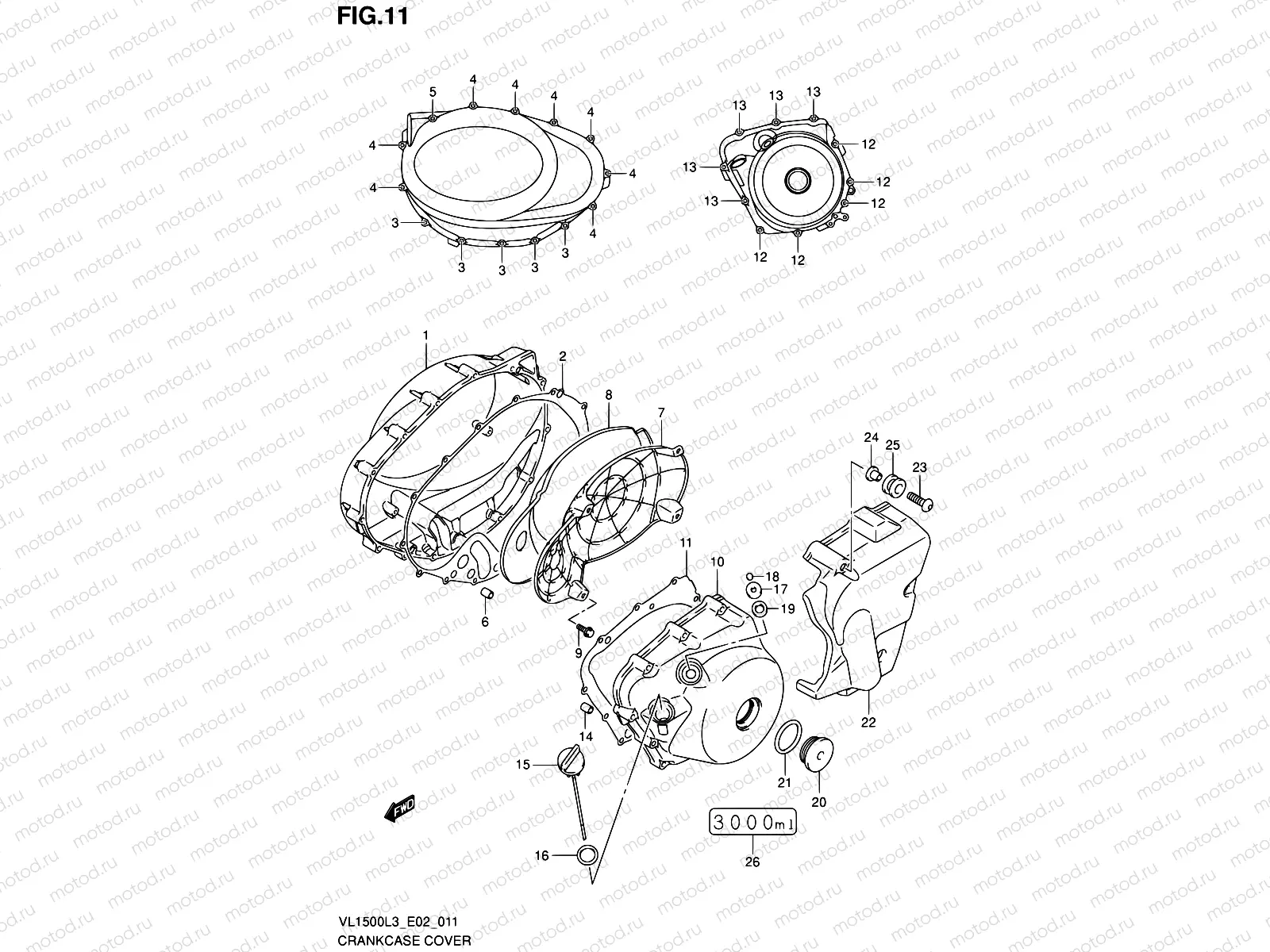 11 - CRANKCASE COVER (VL1500L3 E19)