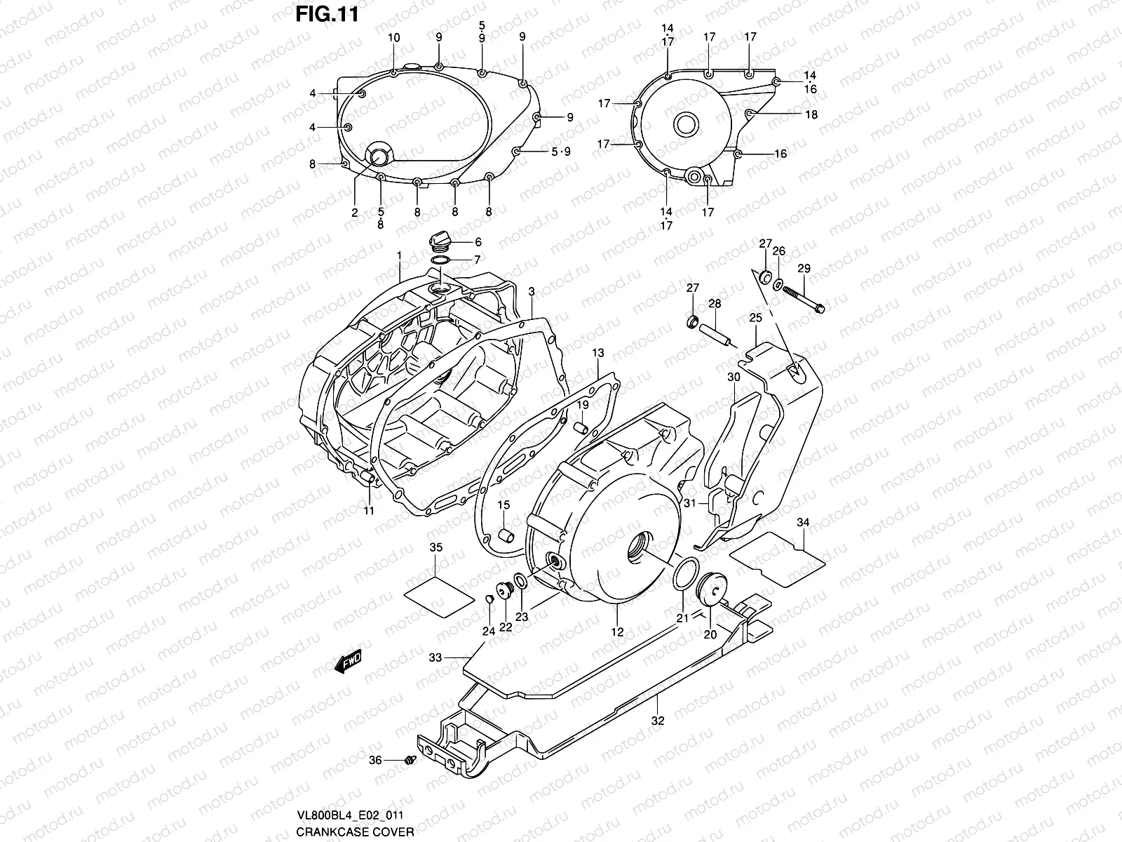11 - CRANKCASE COVER (VL800BL4 E19)