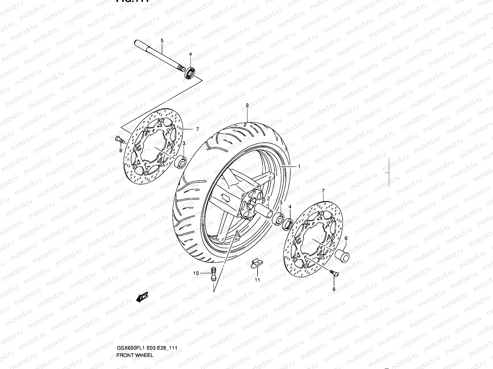 111 - FRONT WHEEL (GSX650FL1 E28)