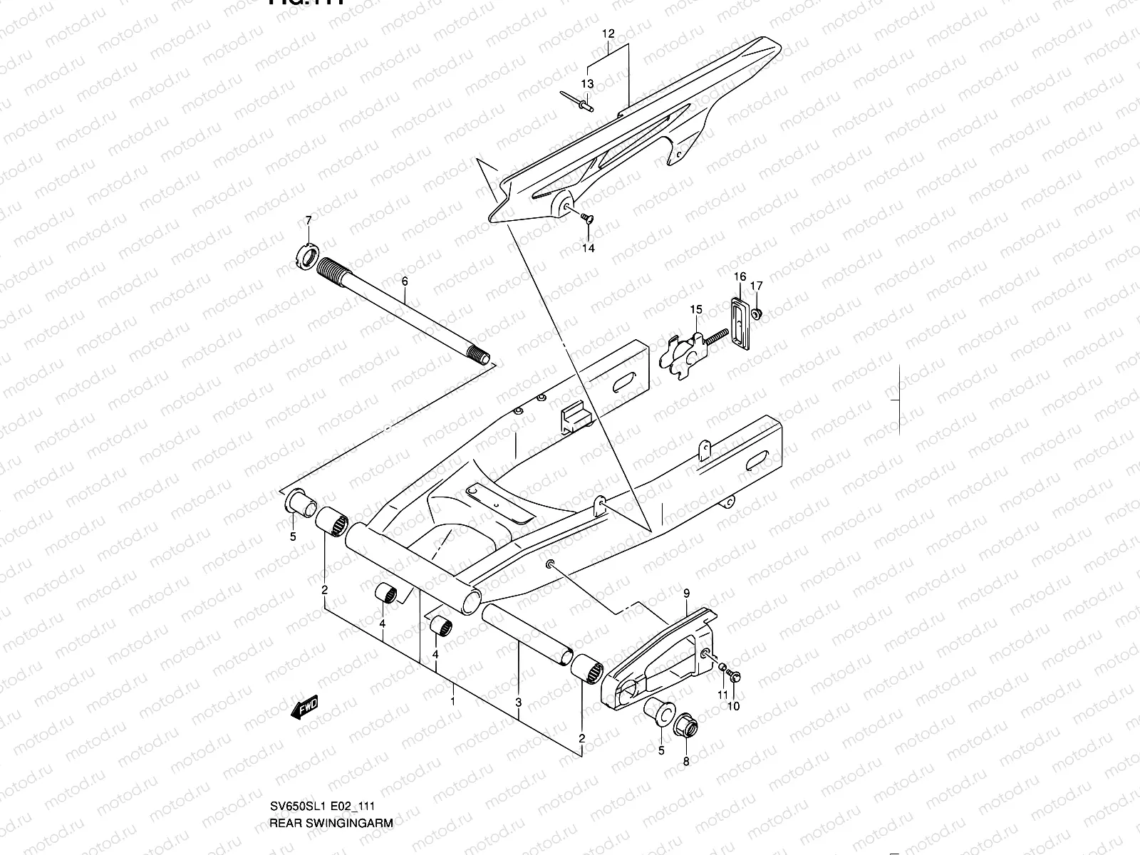 111 - REAR SWINGING ARM (SV650SL1 E24)