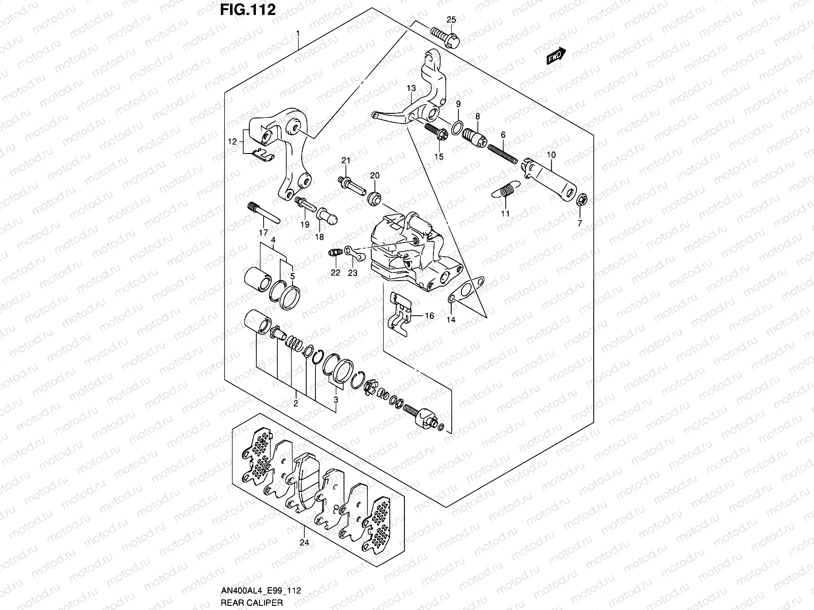 112 - REAR CALIPER (AN400AL4 E99)