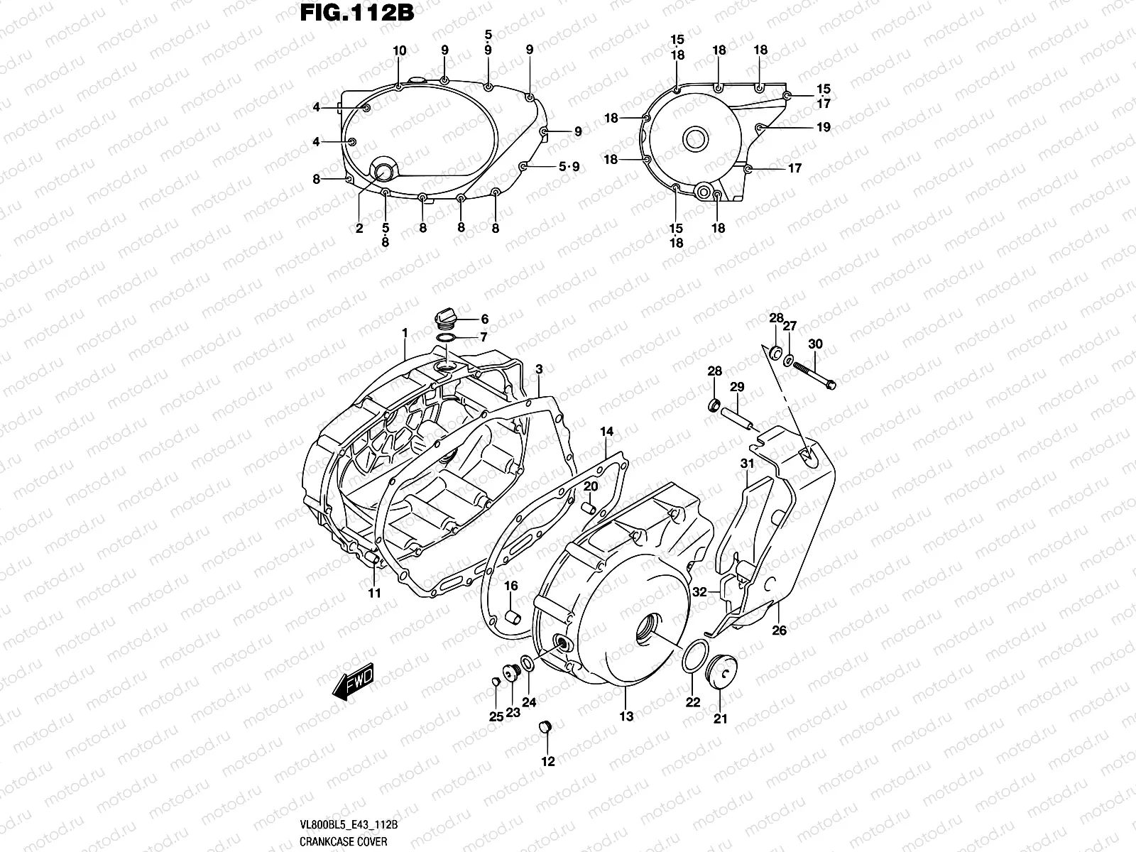 112B - CRANKCASE COVER (VL800BL5 E43)