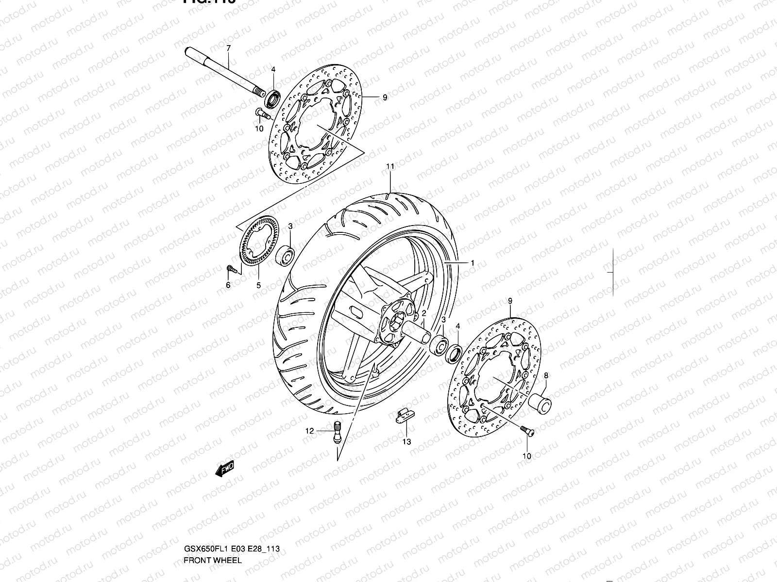 113 - FRONT WHEEL (GSX650FAL1 E28)