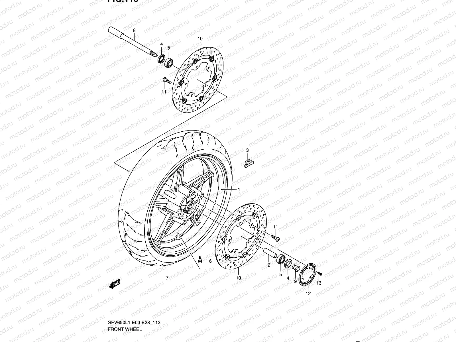 113 - FRONT WHEEL (SFV650AL1 E33)