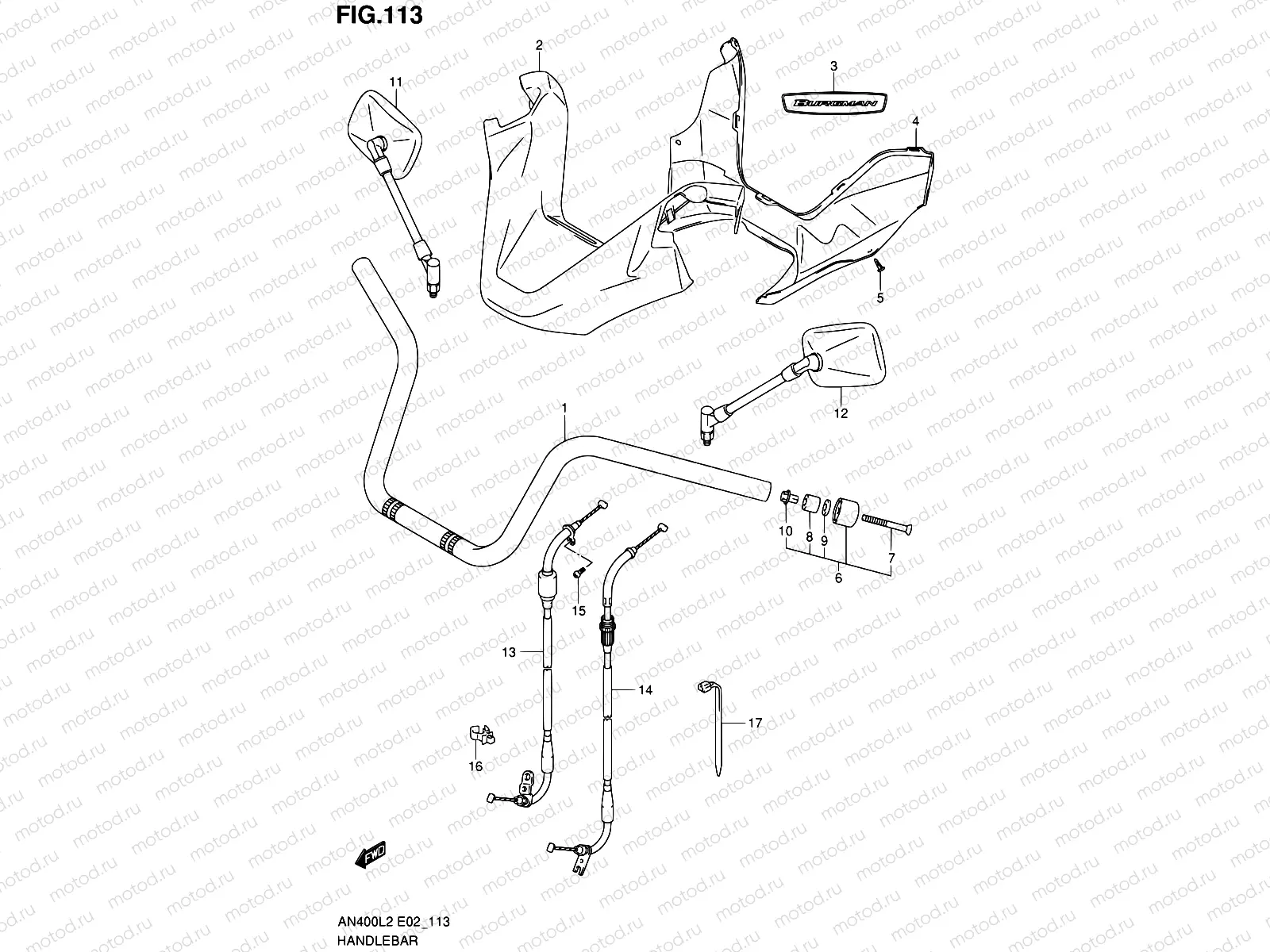 113 - HANDLEBAR (AN400L2 E19)