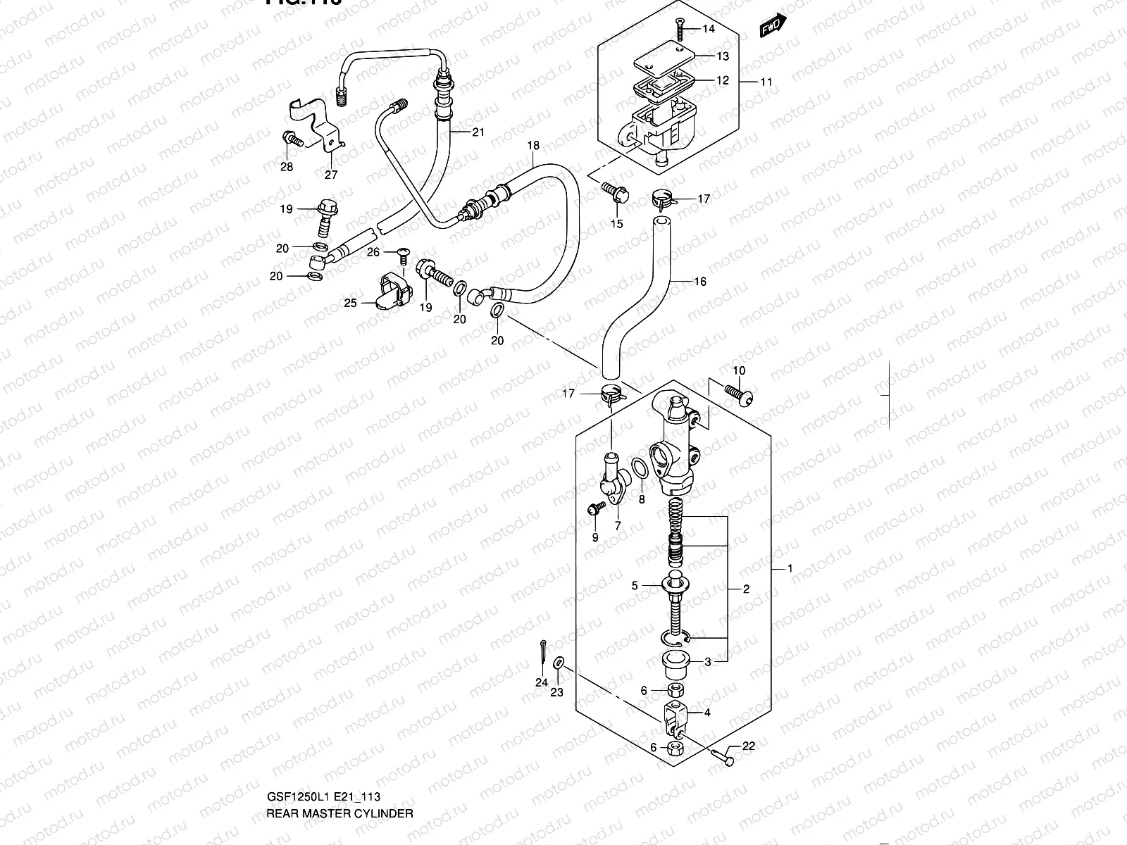 113 - REAR MASTER CYLINDER (GSF1250AL1 E21)