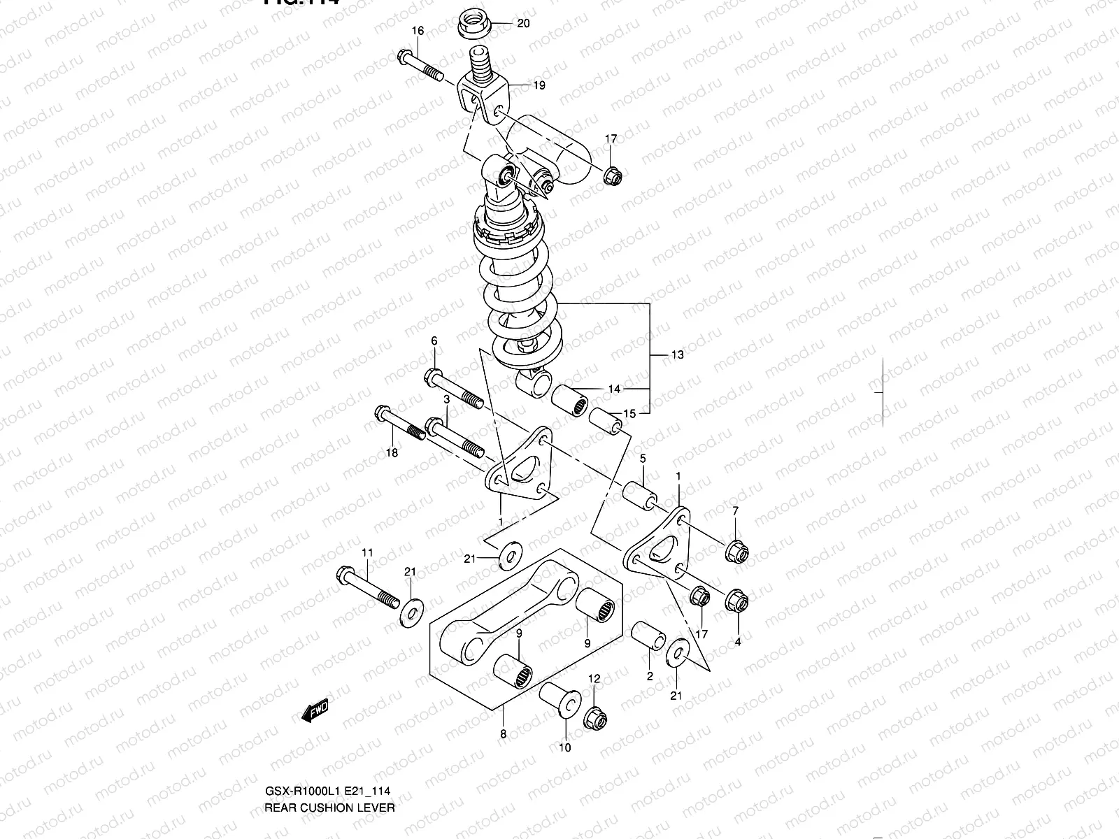 114 - REAR CUSHION LEVER (GSX-R1000L1 E21)