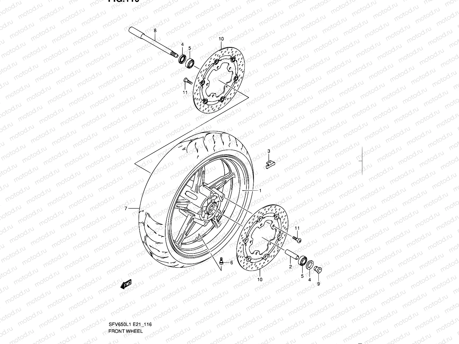 116 - FRONT WHEEL (SFV650L1 E21)