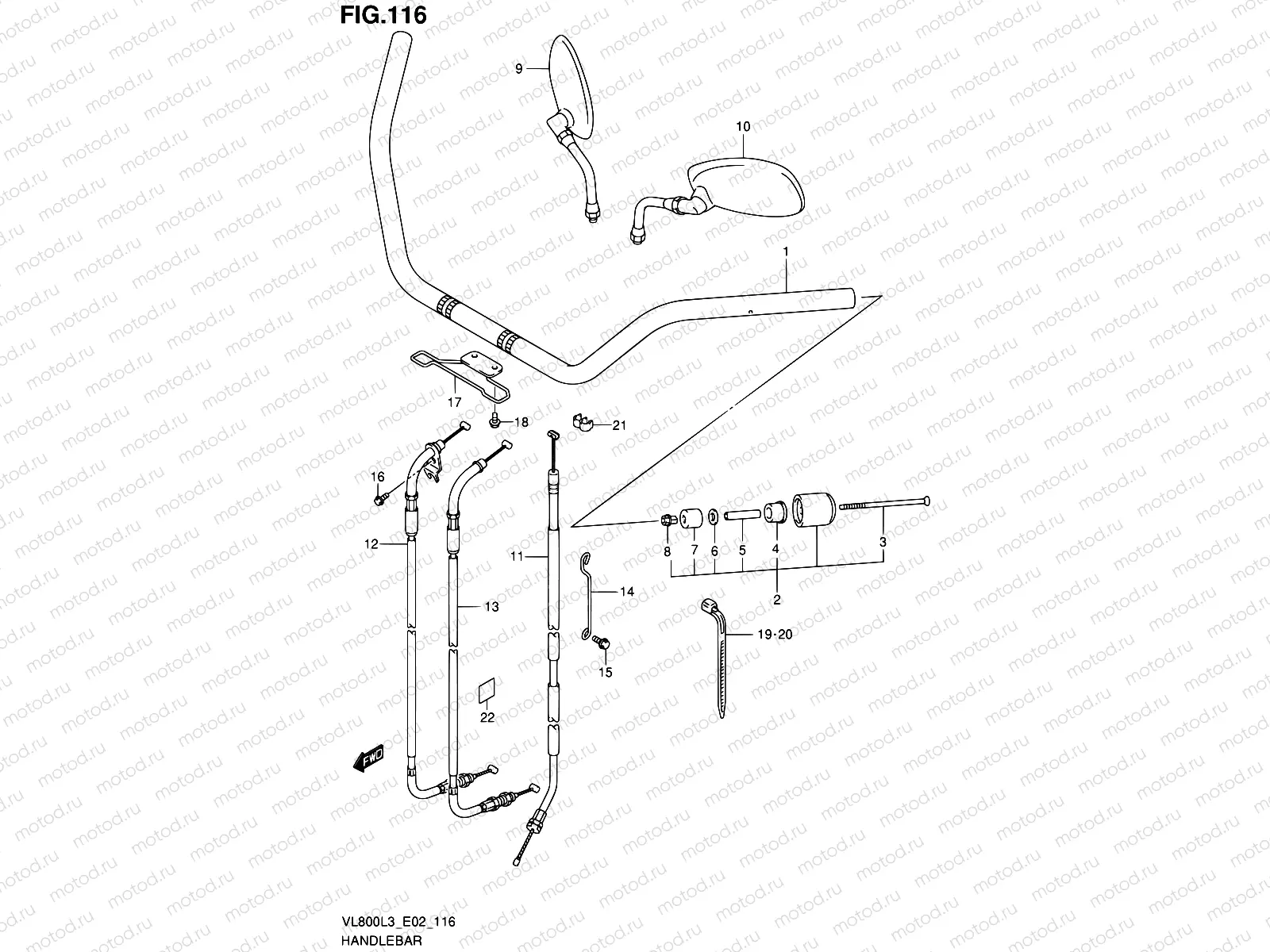 116 - HANDLEBAR (VL800L3 E02)