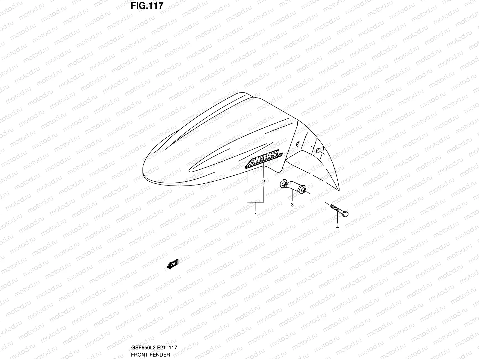 117 - FRONT FENDER (GSF650SAL2 E21)