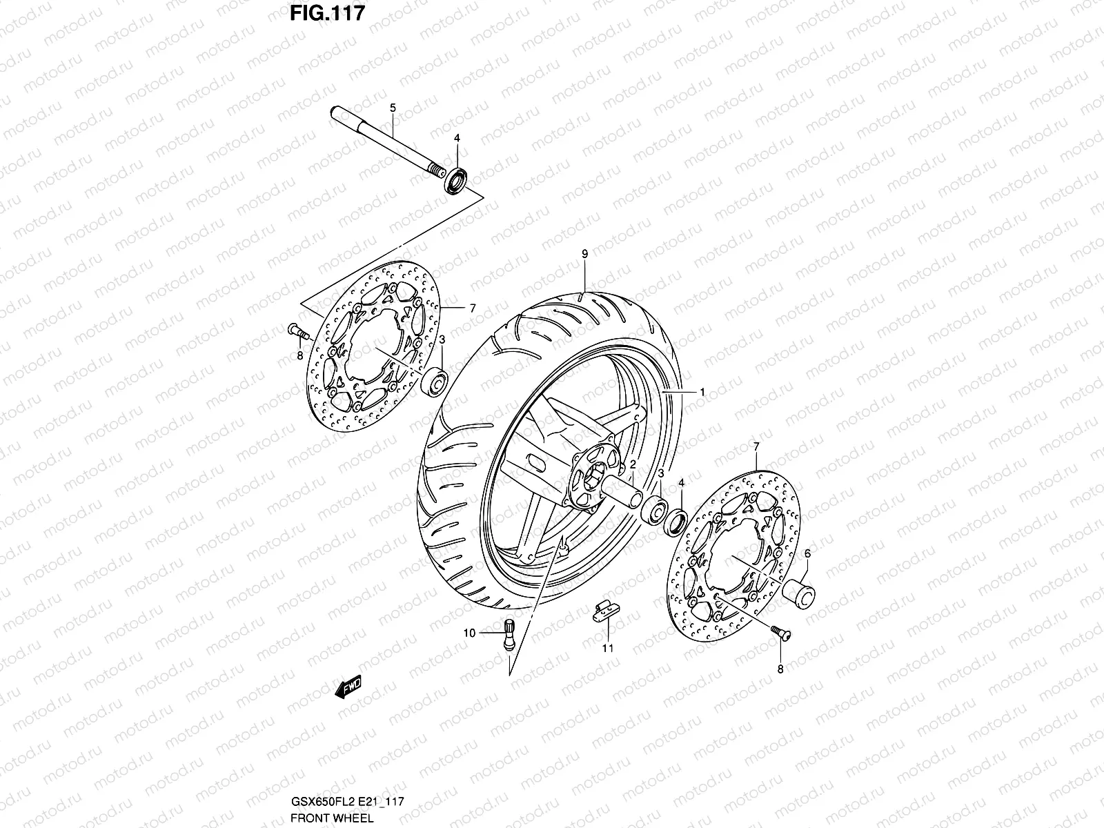 117 - FRONT WHEEL (GSX650FL2 E21)