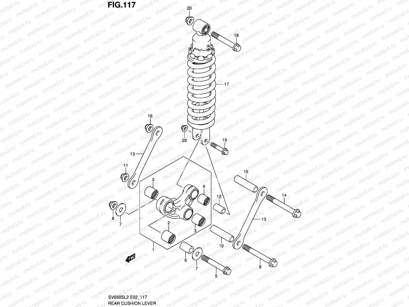 117 - REAR CUSHION LEVER (SV650SAL2 E24)