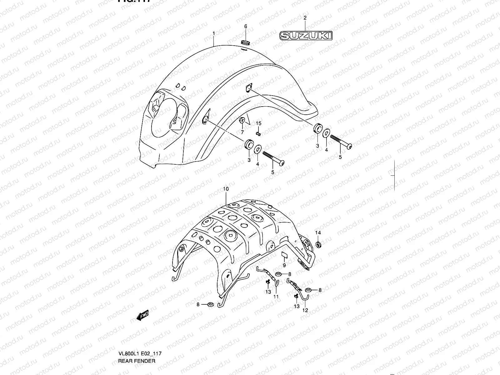 117 - REAR FENDER (VL800UEL1 E19)