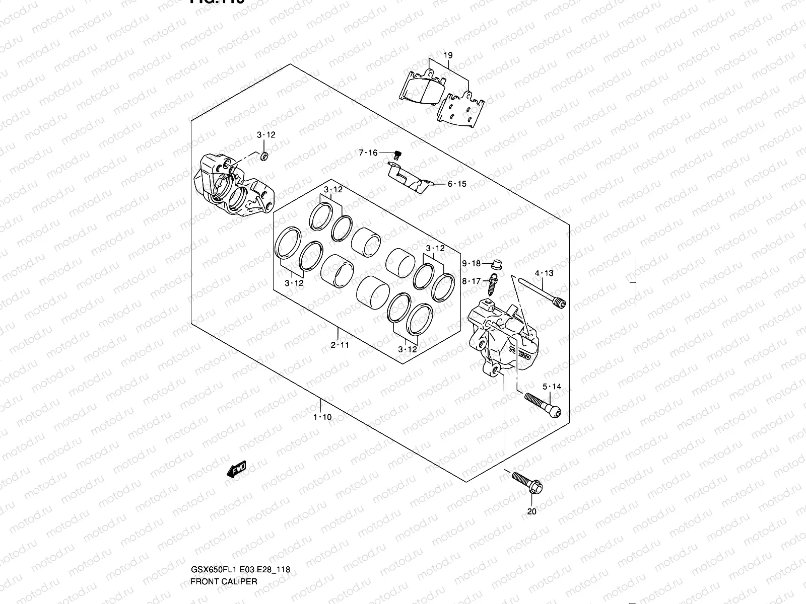 118 - FRONT CALIPER (GSX650FL1 E28)