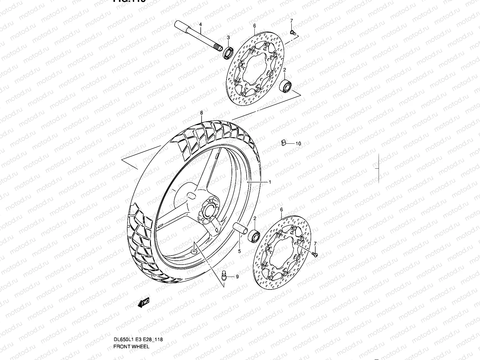 118 - FRONT WHEEL (DL650L1 E03)