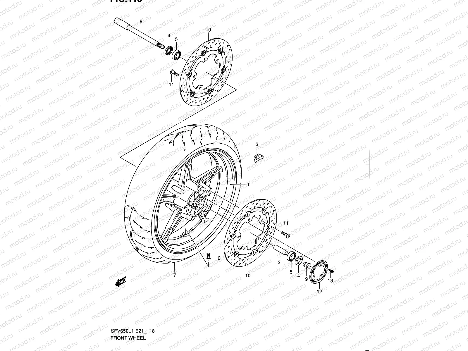118 - FRONT WHEEL (SFV650AL1 E21)