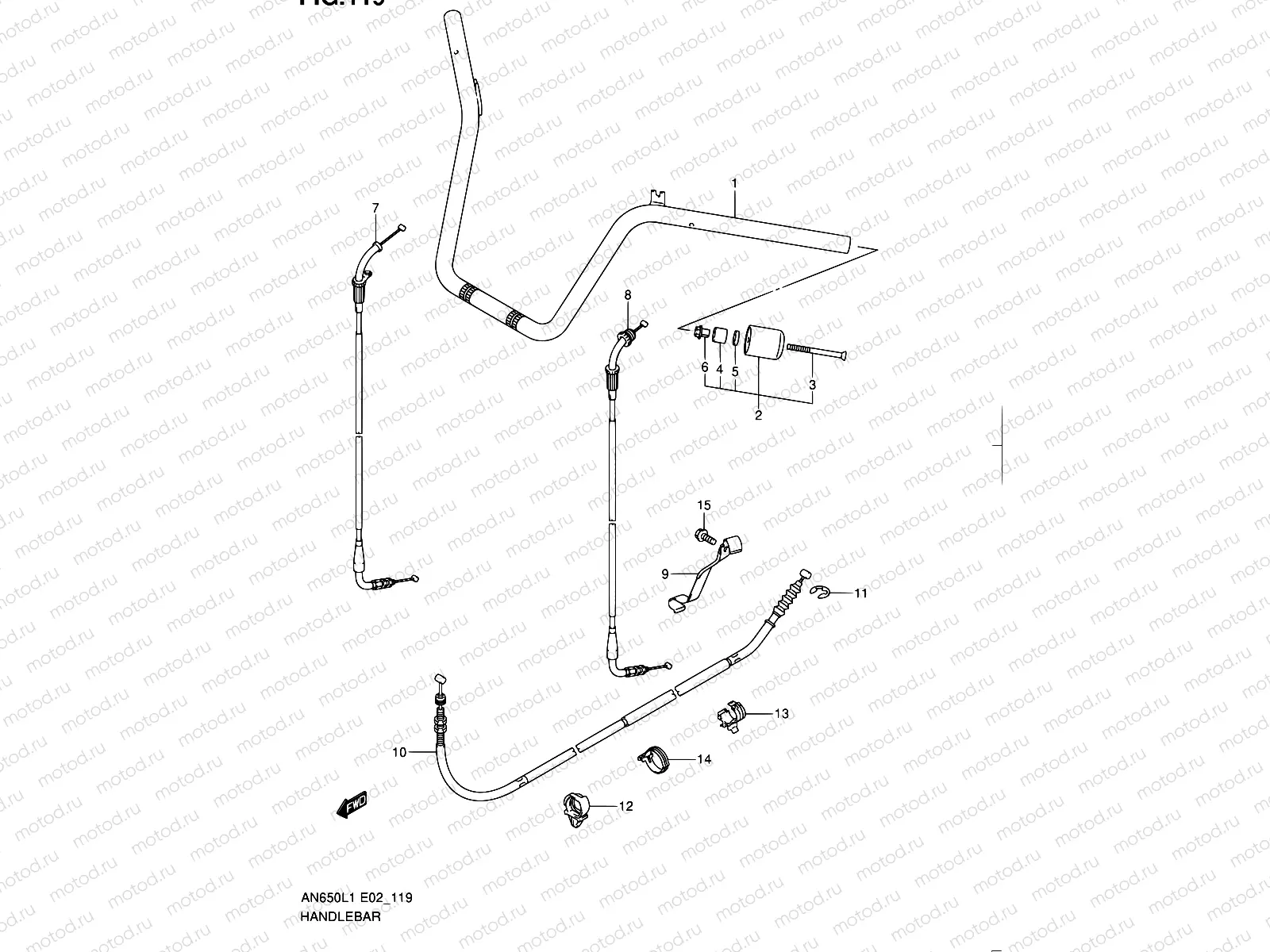 119 - HANDLEBAR (AN650AL1 E02)