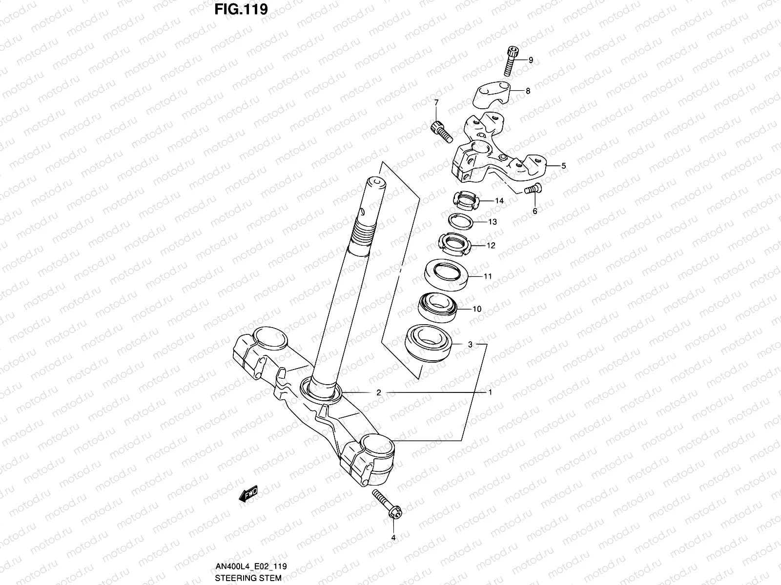 119 - STEERING STEM (AN400L4 E19)