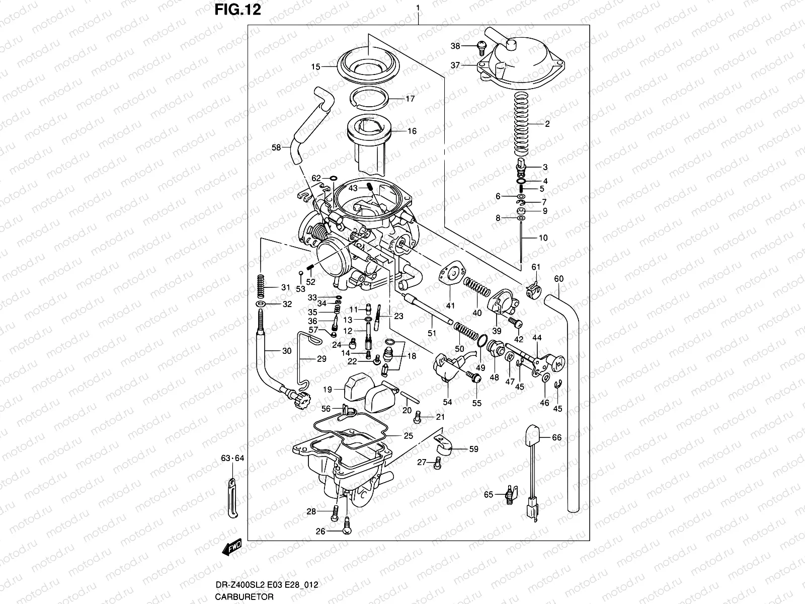 12 - CARBURETOR (DR-Z400SL2 E03)