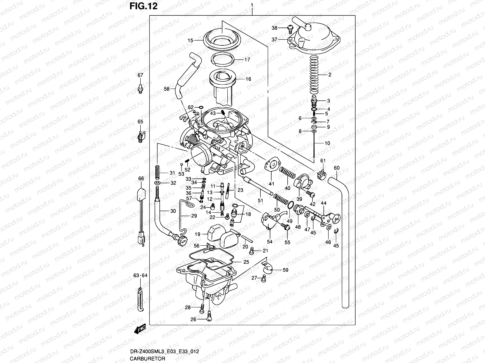 12 - CARBURETOR (DR-Z400SML3 E03)