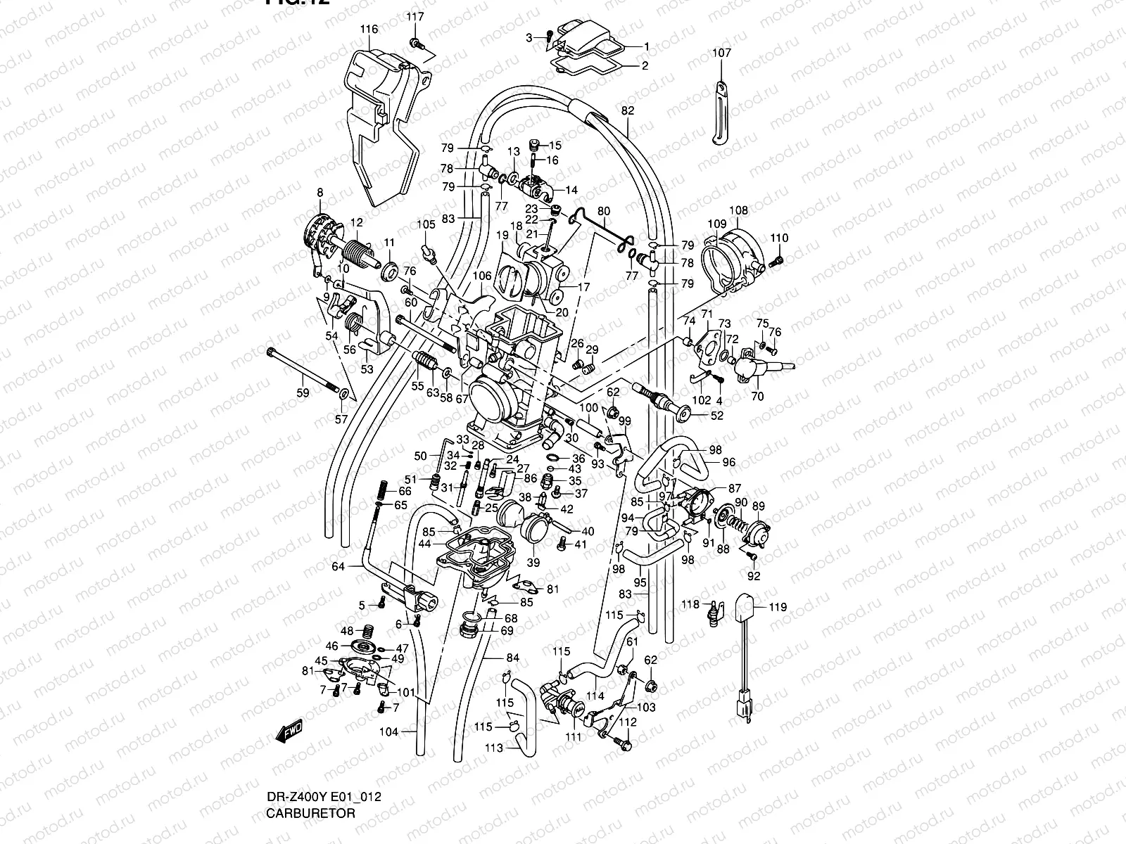 12 - CARBURETOR (DR-Z400Y/EY/K1/EK1/K2/EK2)