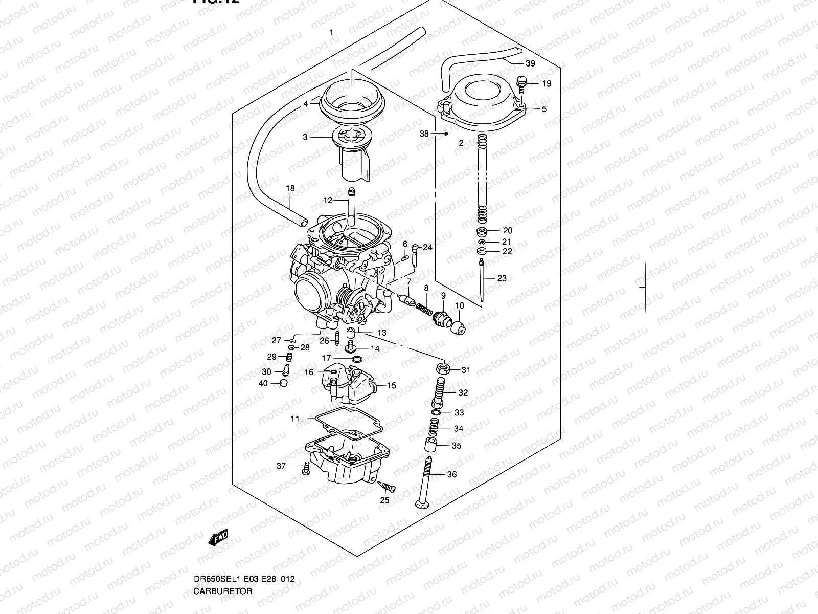 12 - CARBURETOR (DR650SEL1 E28)