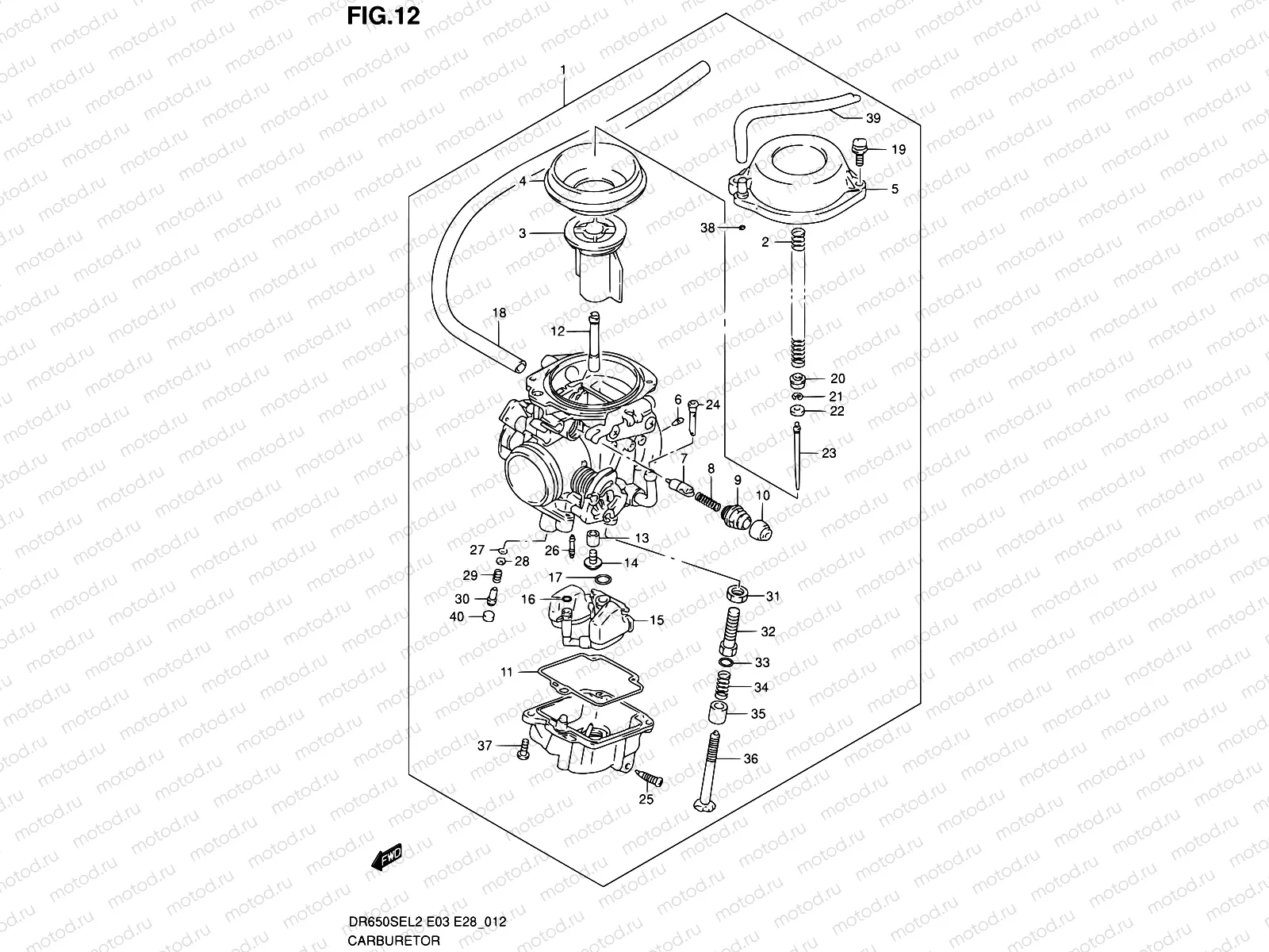 12 - CARBURETOR (DR650SEL2 E28)