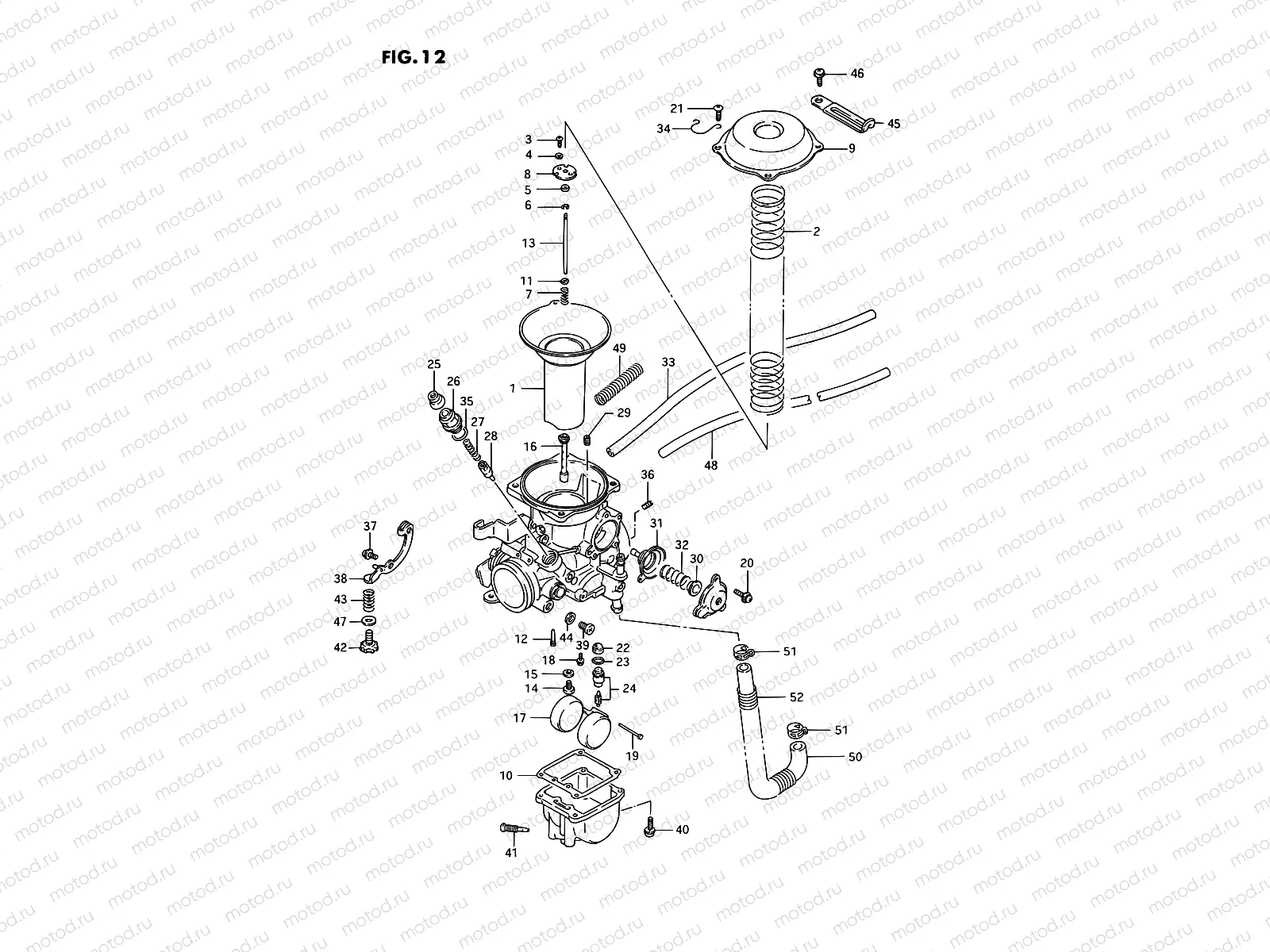 12 - CARBURETOR (REAR)(MODEL H/J/K/L/M/N/P/R)