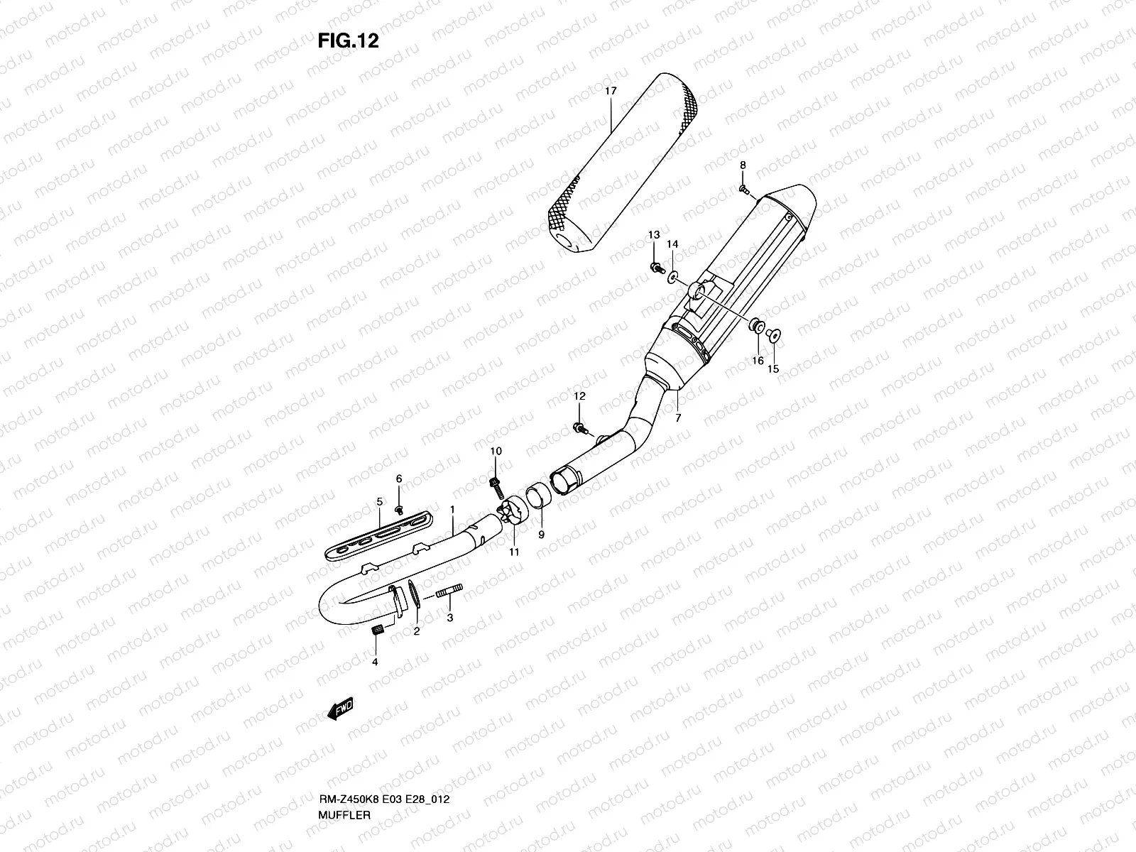 12 - MUFFLER (RM-Z450K8/K9)