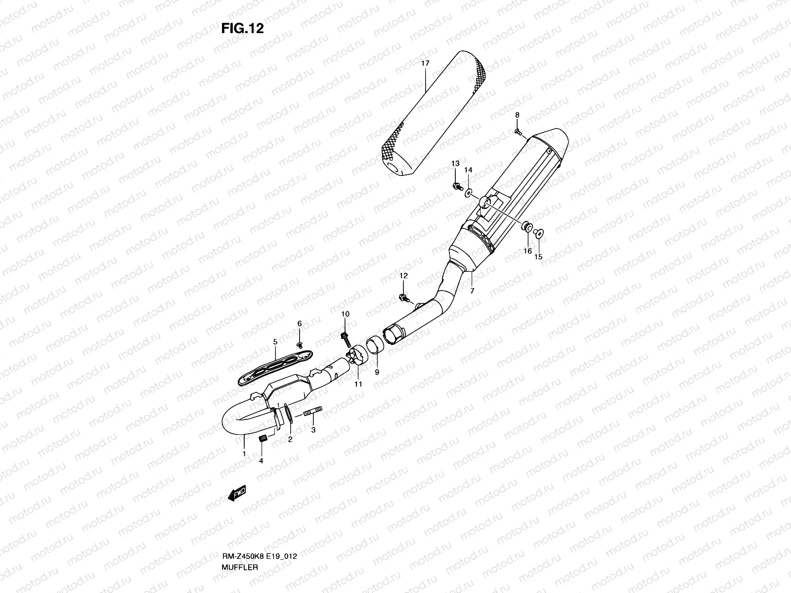 12 - MUFFLER (RM-Z450K8/K9)