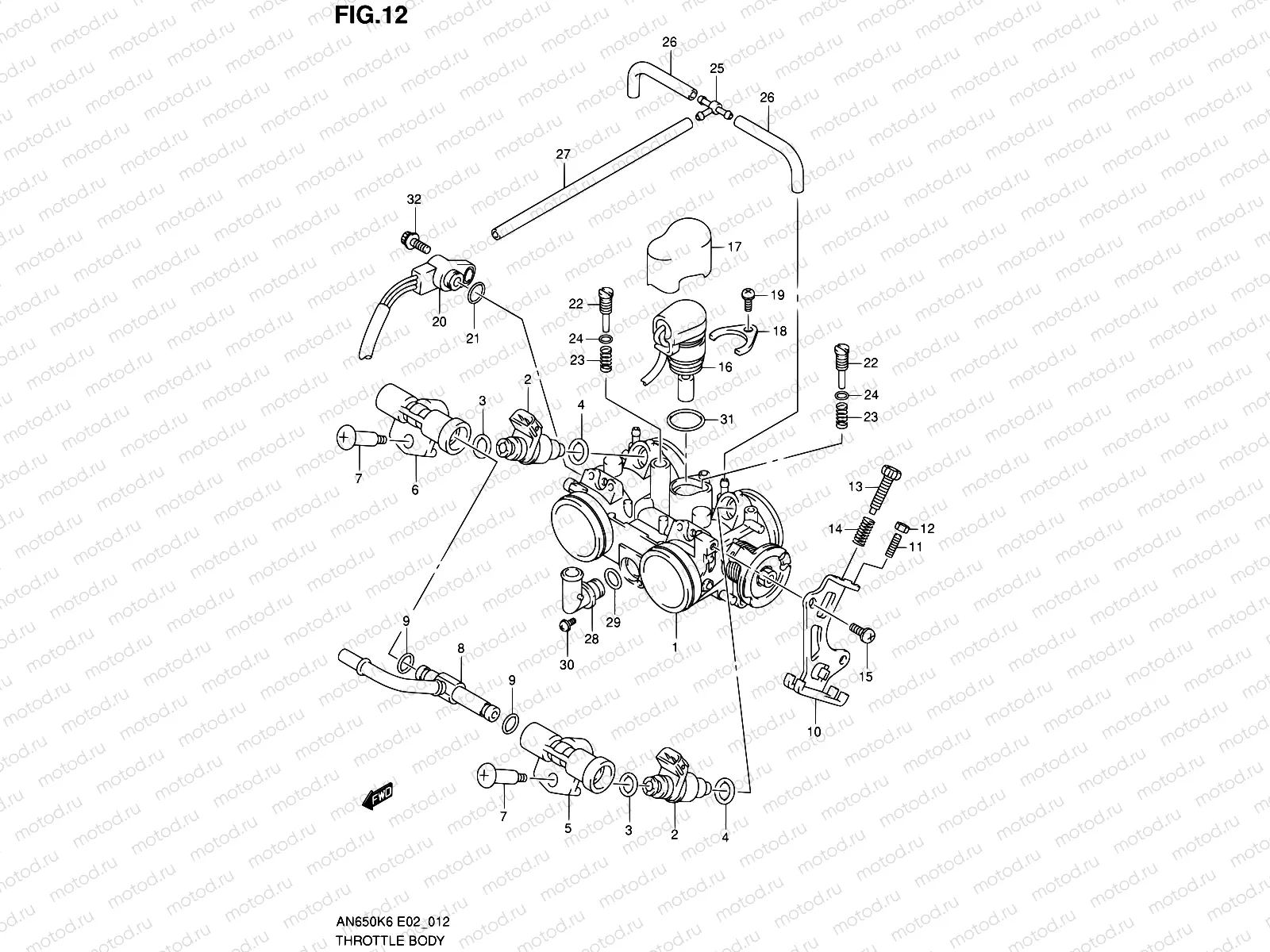 12 - THROTTLE BODY (MODEL K6)