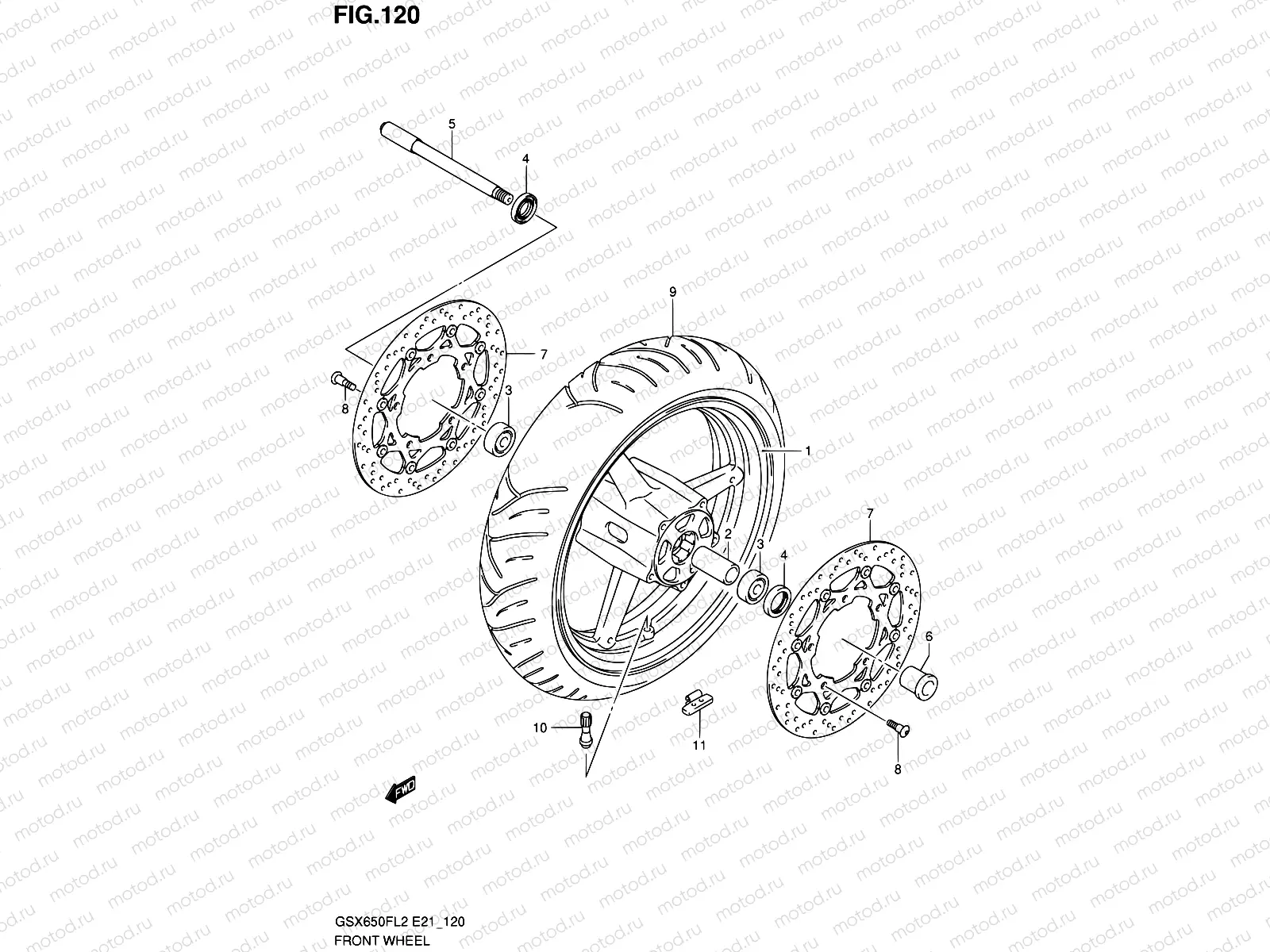 120 - FRONT WHEEL (GSX650FUL2 E24)