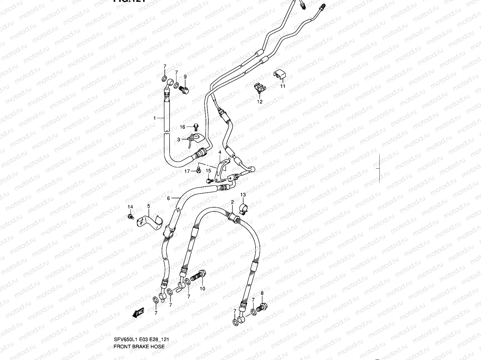 121 - FRONT BRAKE HOSE (SFV650AL1 E33)