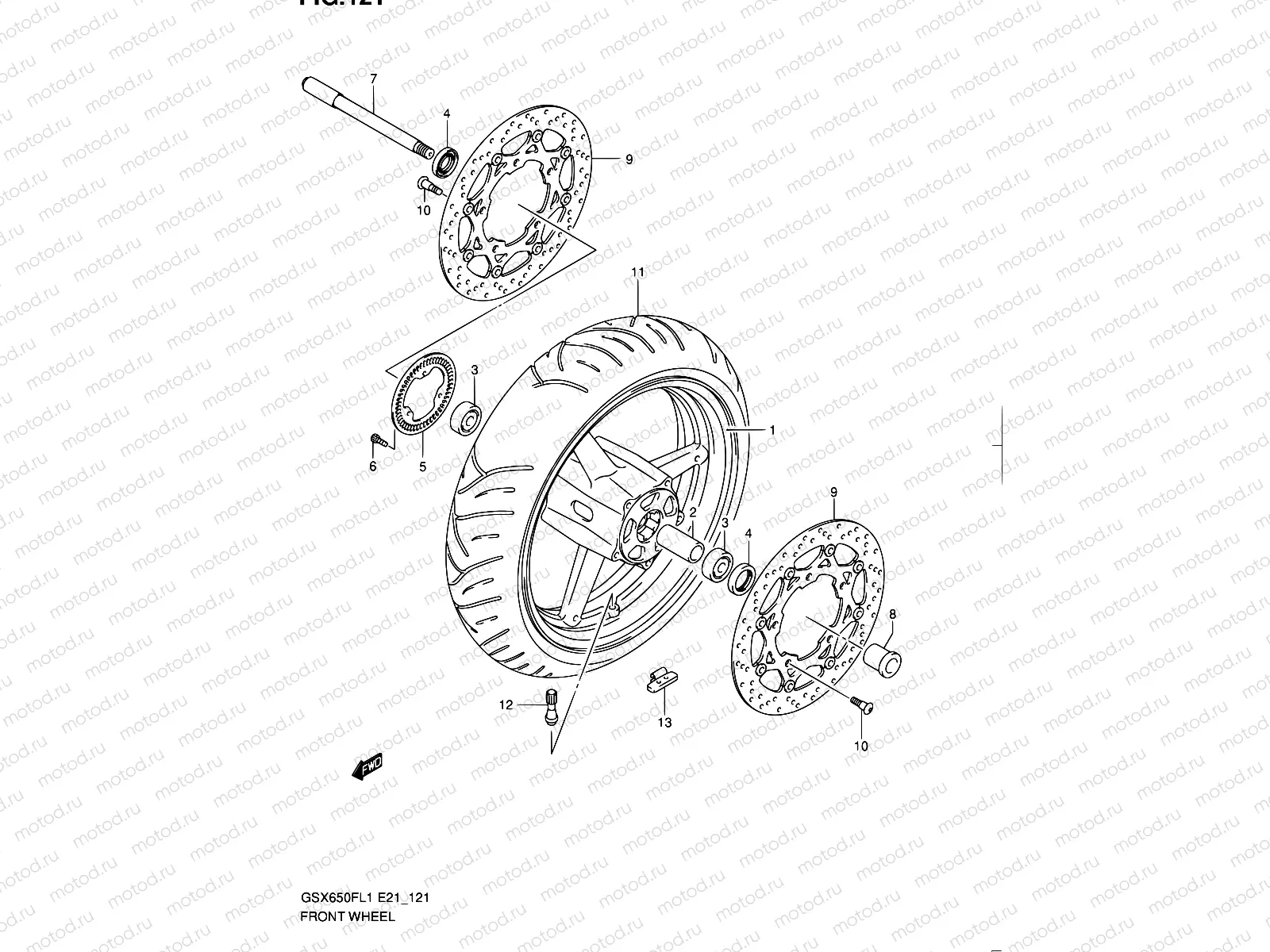 121 - FRONT WHEEL (GSX650FAL1 E21)