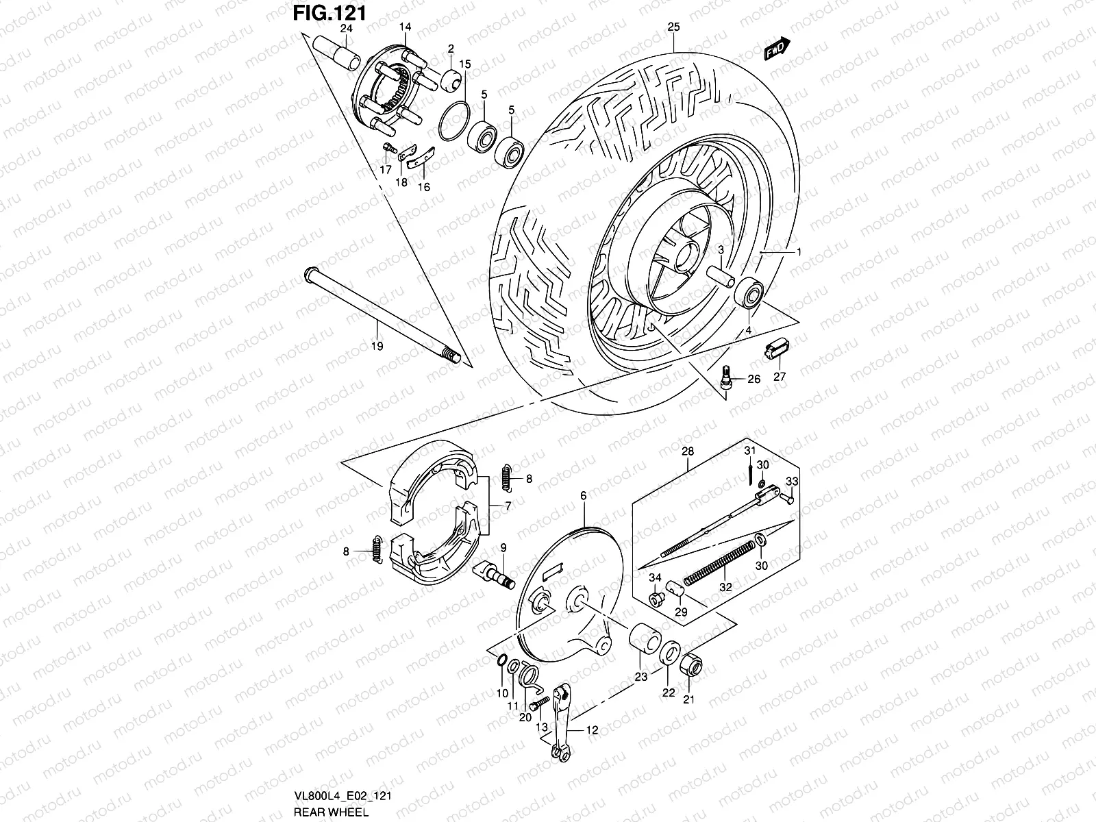 121 - REAR WHEEL (VL800CL4 E19)