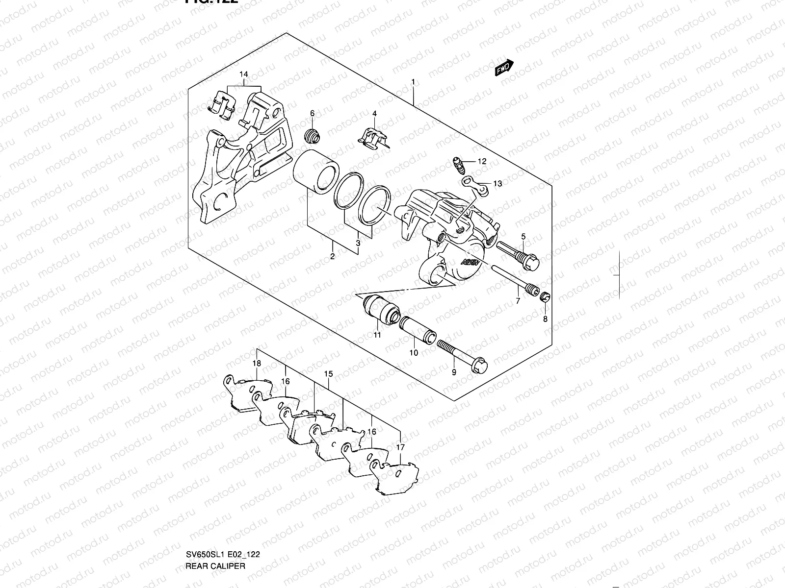 122 - REAR CALIPER (SV650SL1 E02)