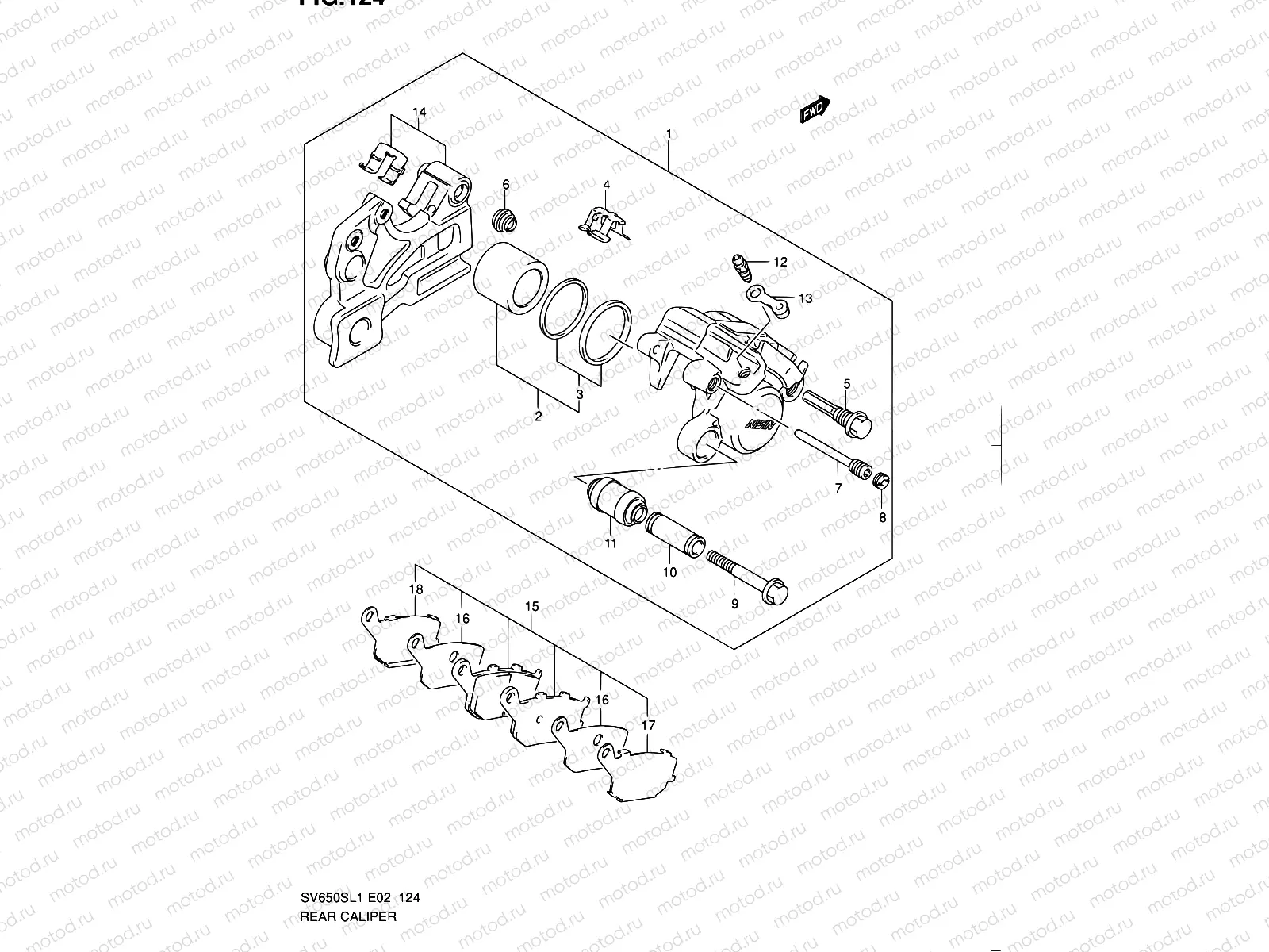 124 - REAR CALIPER (SV650SAL1 E24)