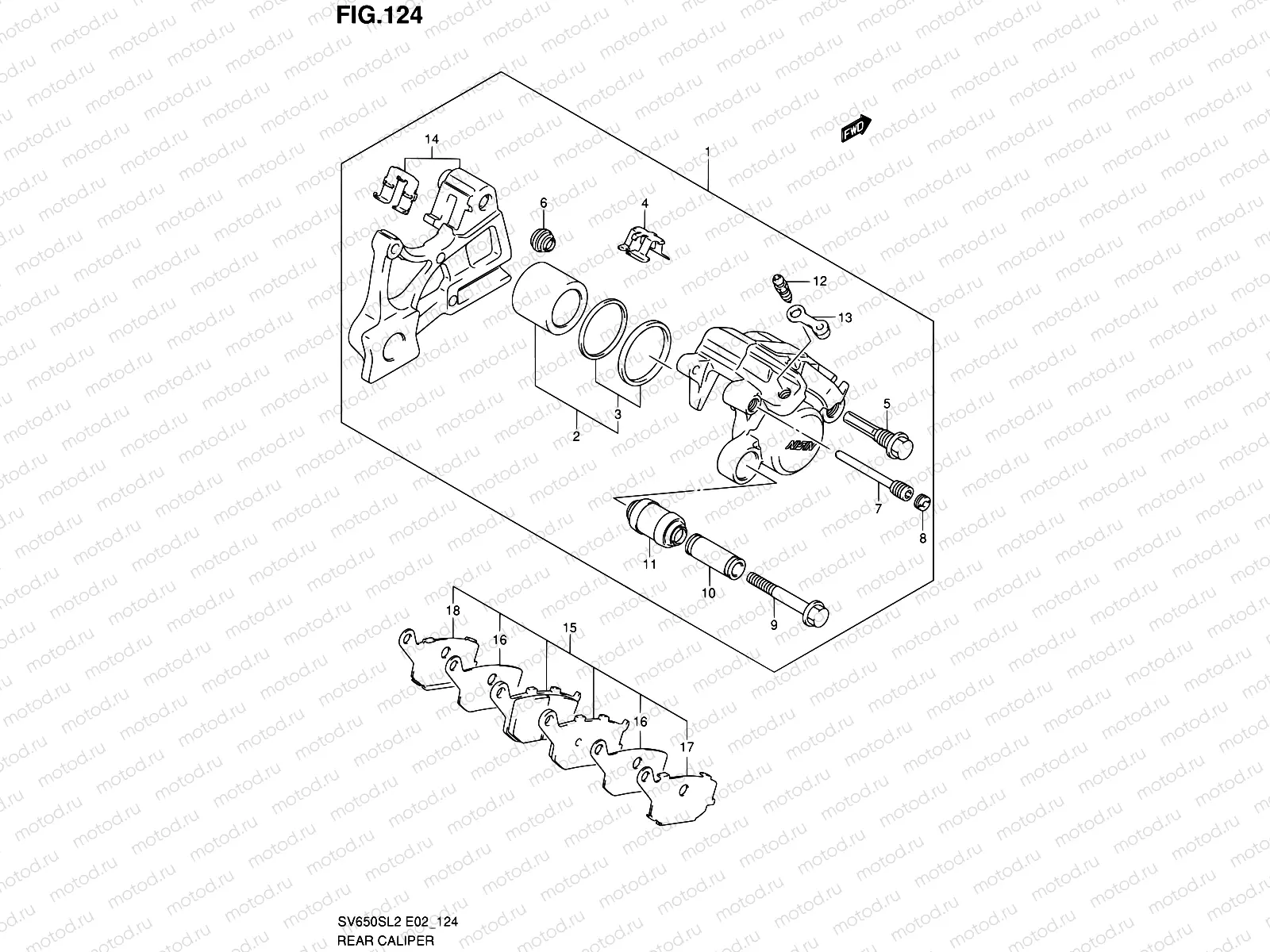 124 - REAR CALIPER (SV650SUL2 E24)