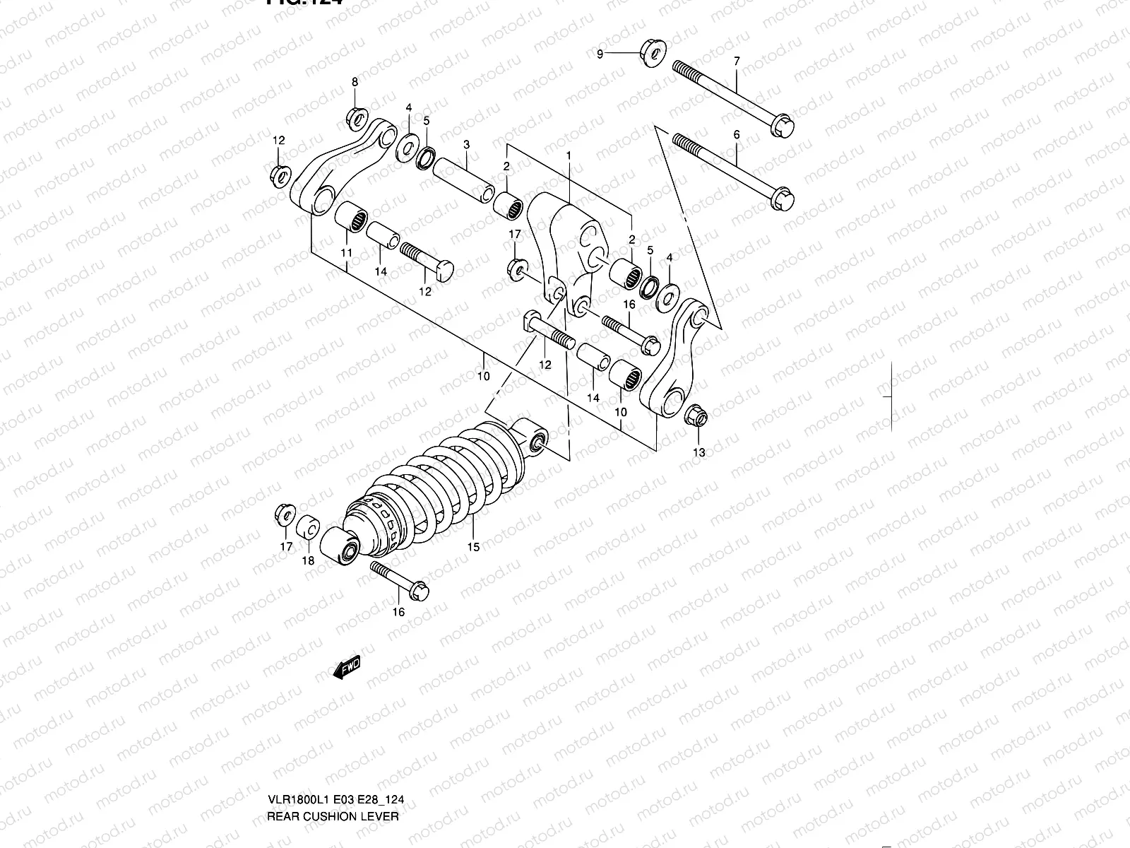 124 - REAR CUSHION LEVER (VLR1800L1 E28)