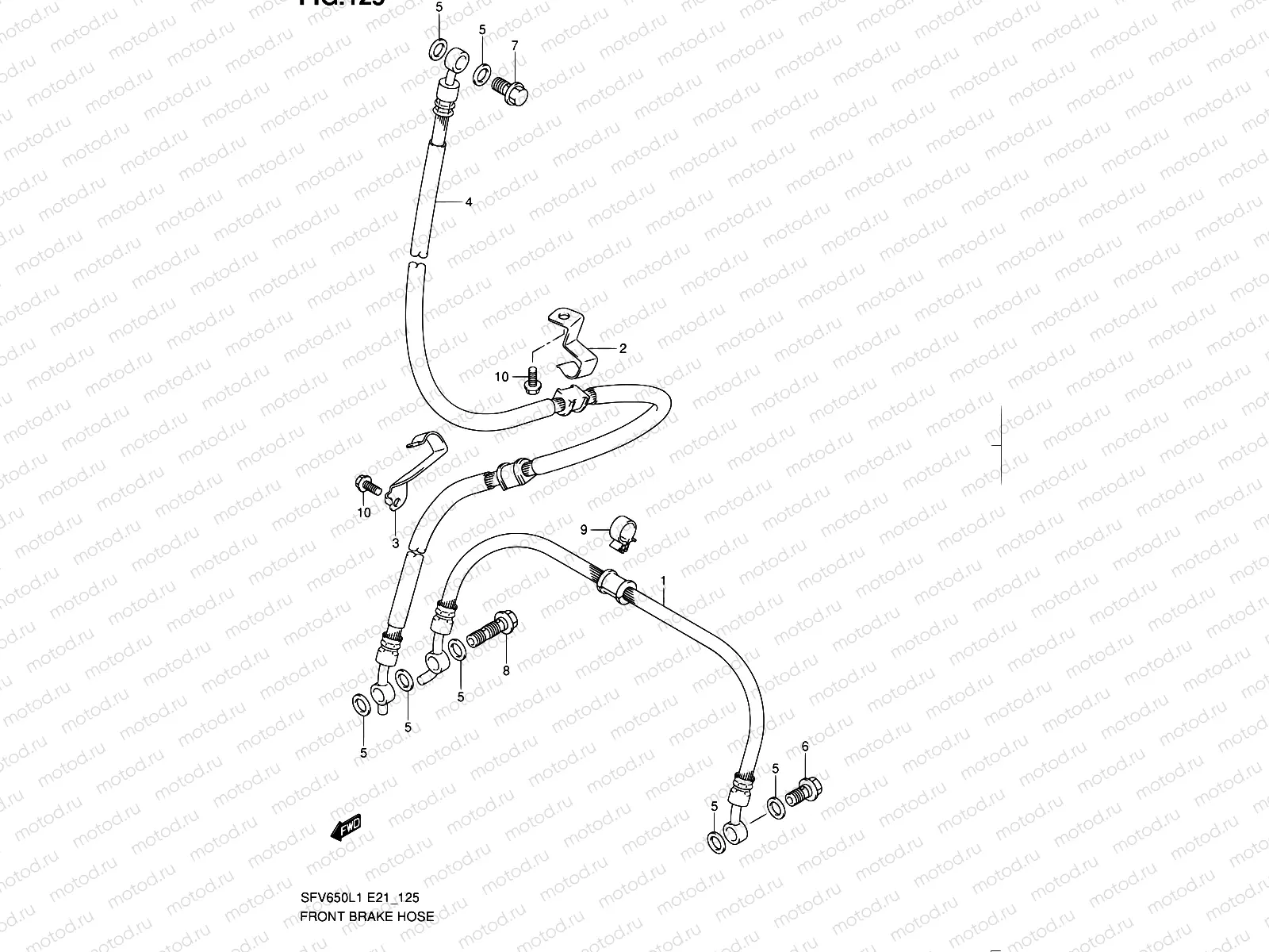 125 - FRONT BRAKE HOSE (SFV650L1 E21)