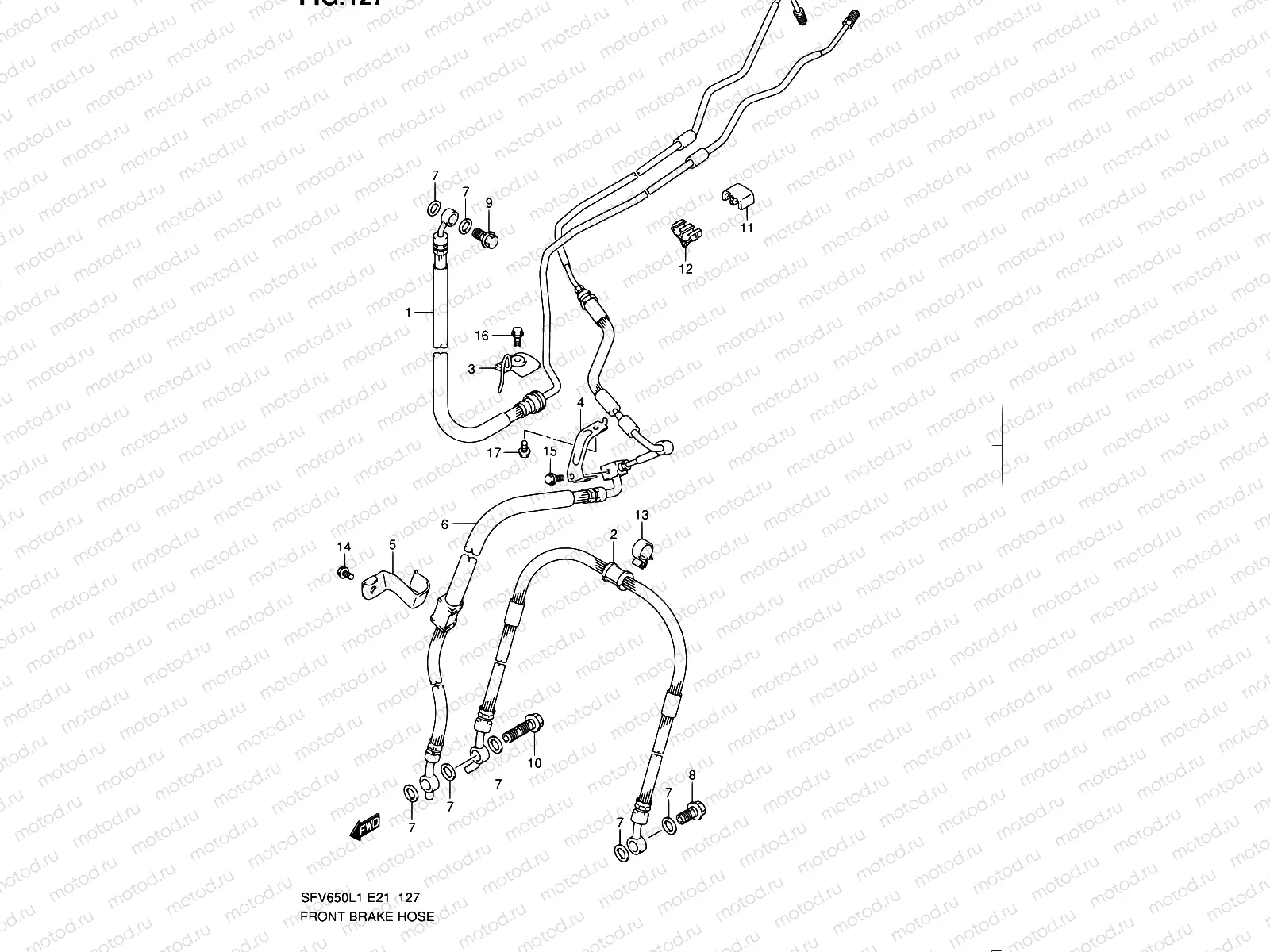 127 - FRONT BRAKE HOSE (SFV650AL1 E21)