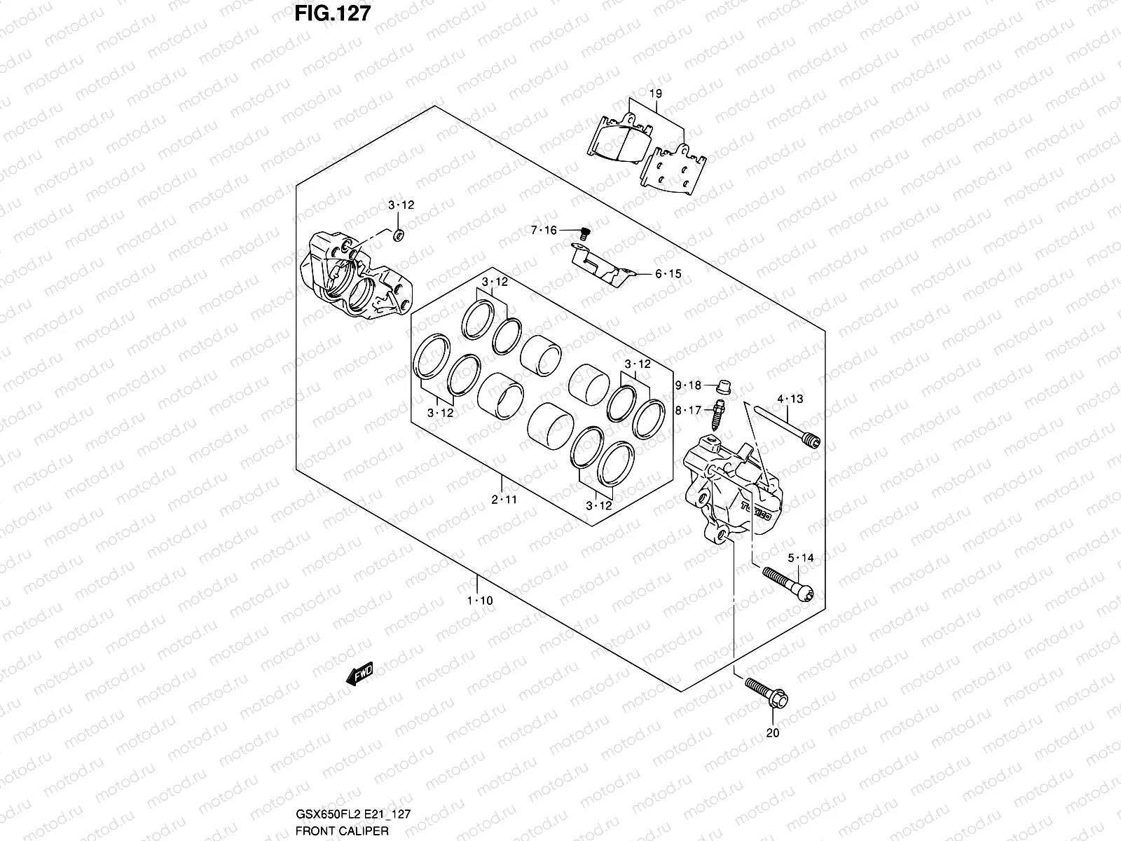 127 - FRONT CALIPER (GSX650FUL2 E21)