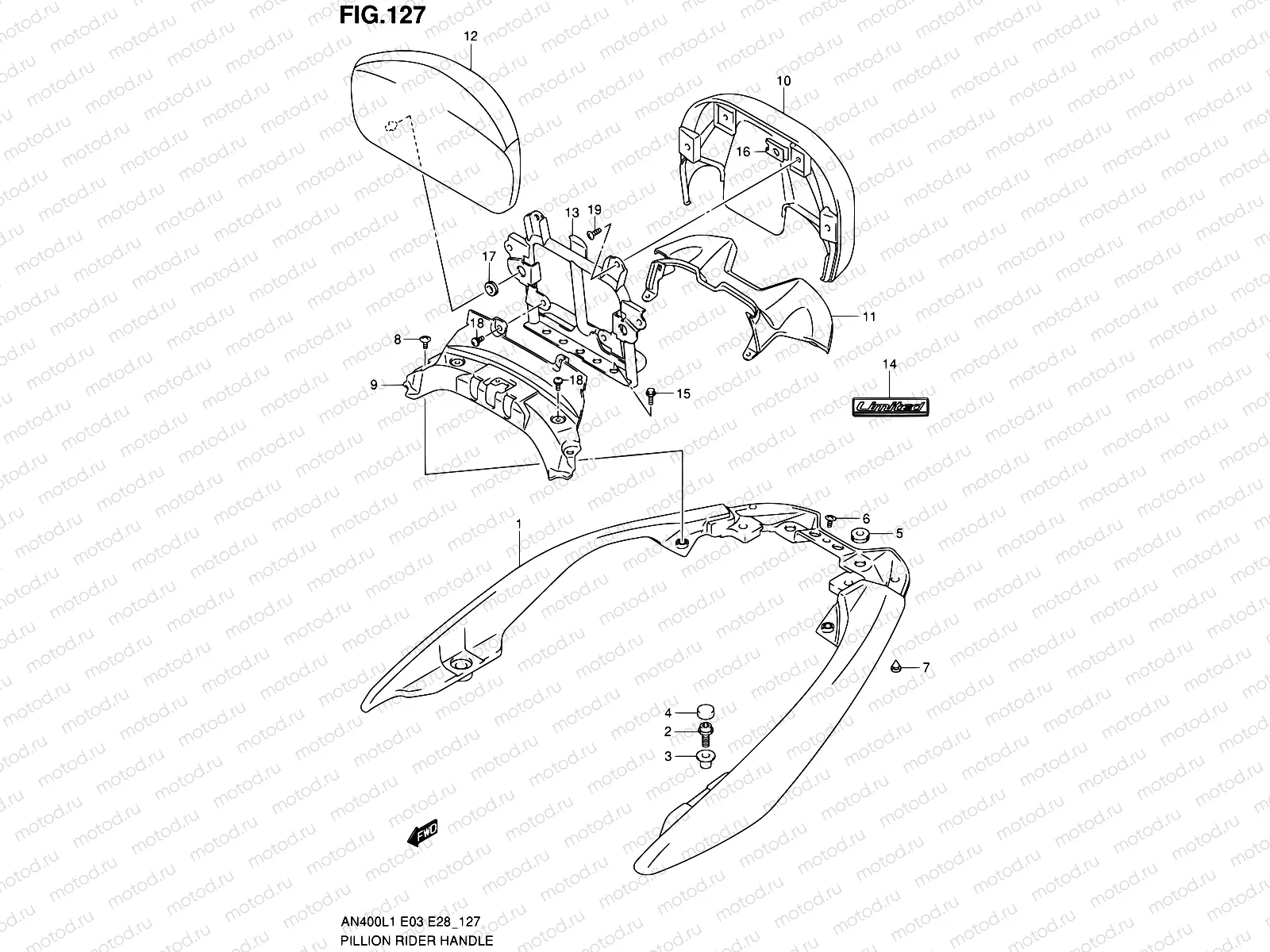 127 - PILLION RIDER HANDLE (AN400ZAL1 E28)