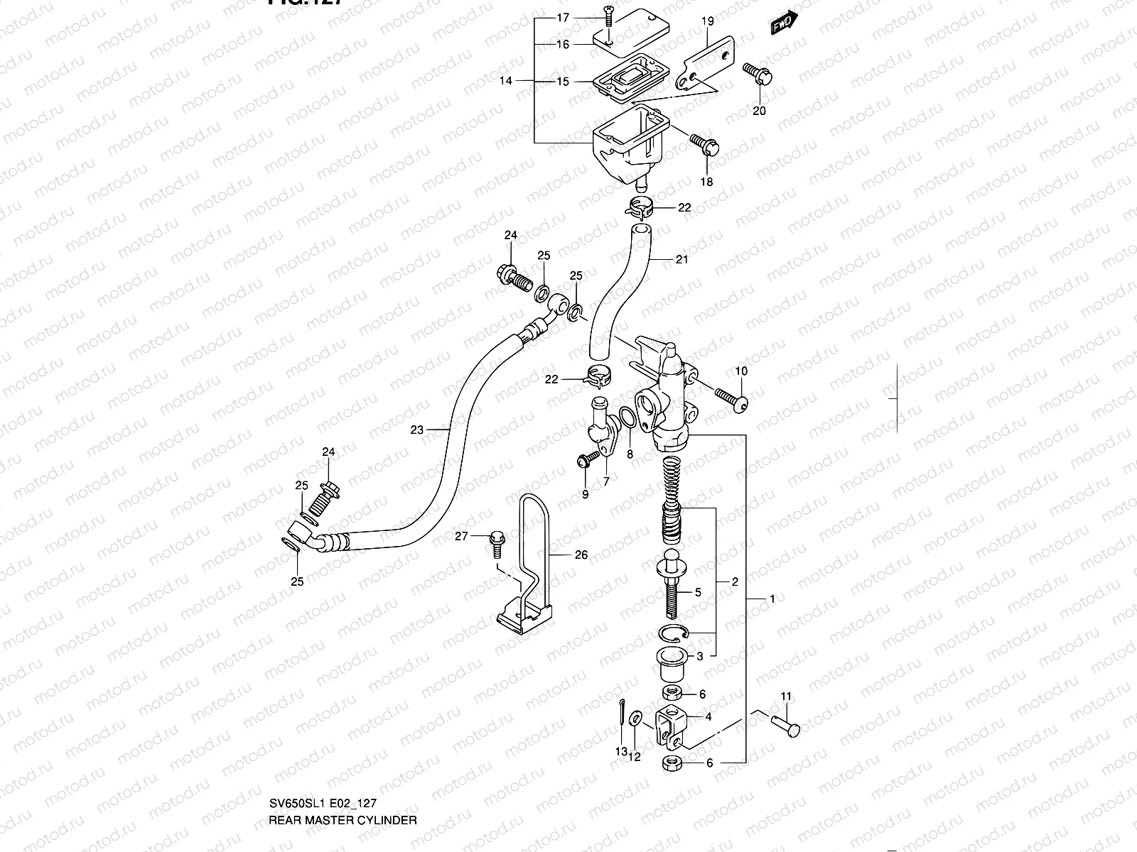 127 - REAR MASTER CYLINDER (SV650SL1 E24)