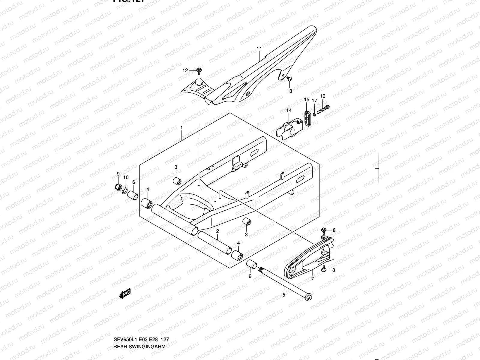 127 - REAR SWINGINGARM