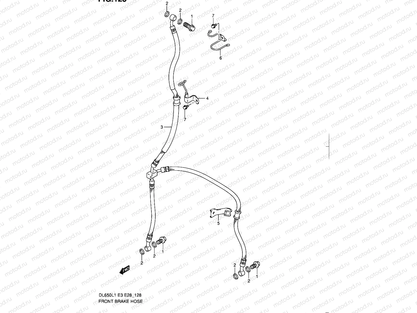 128 - FRONT BRAKE HOSE (DL650L1 E03)