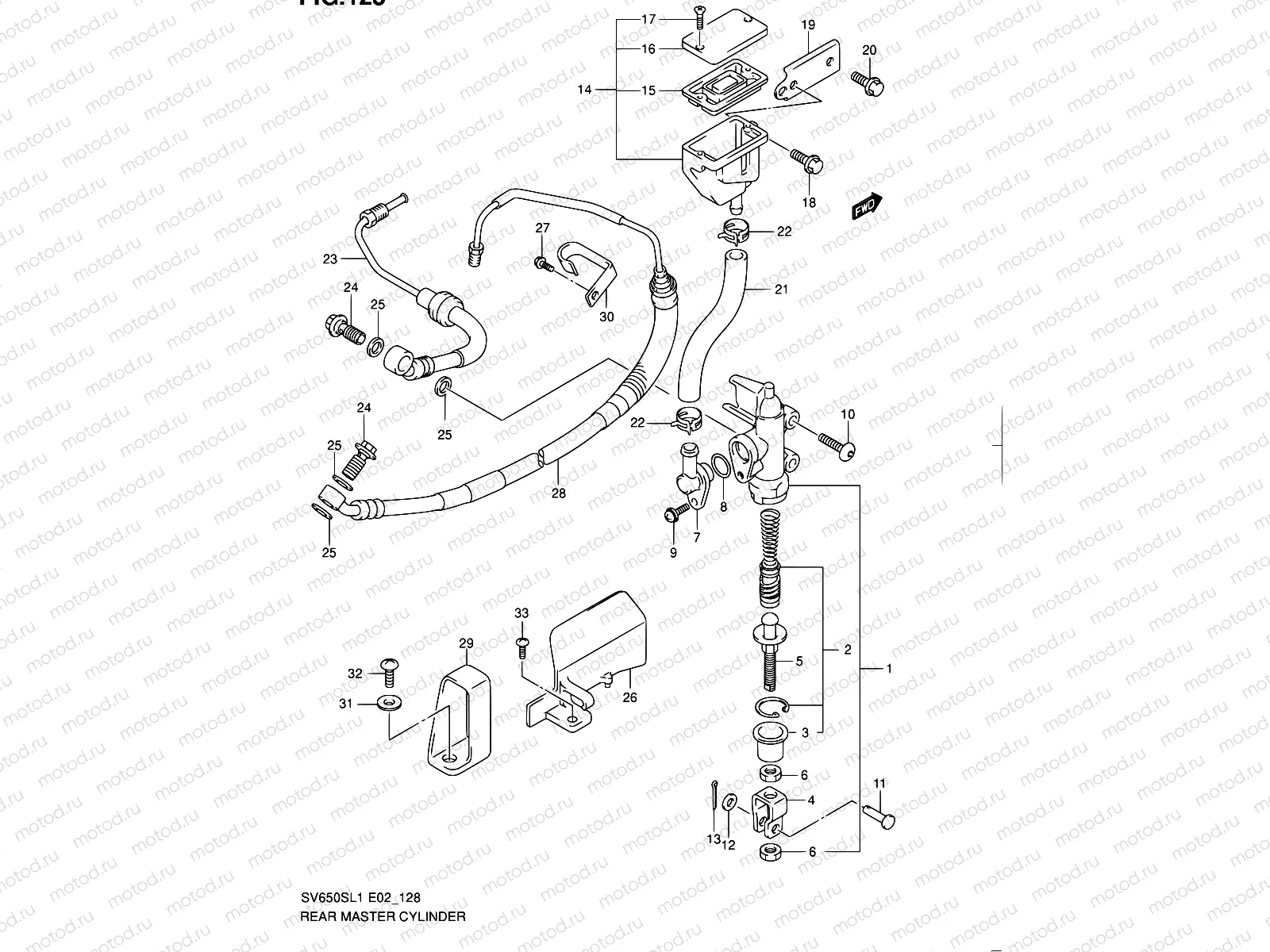 128 - REAR MASTER CYLINDER (SV650SAL1 E24)