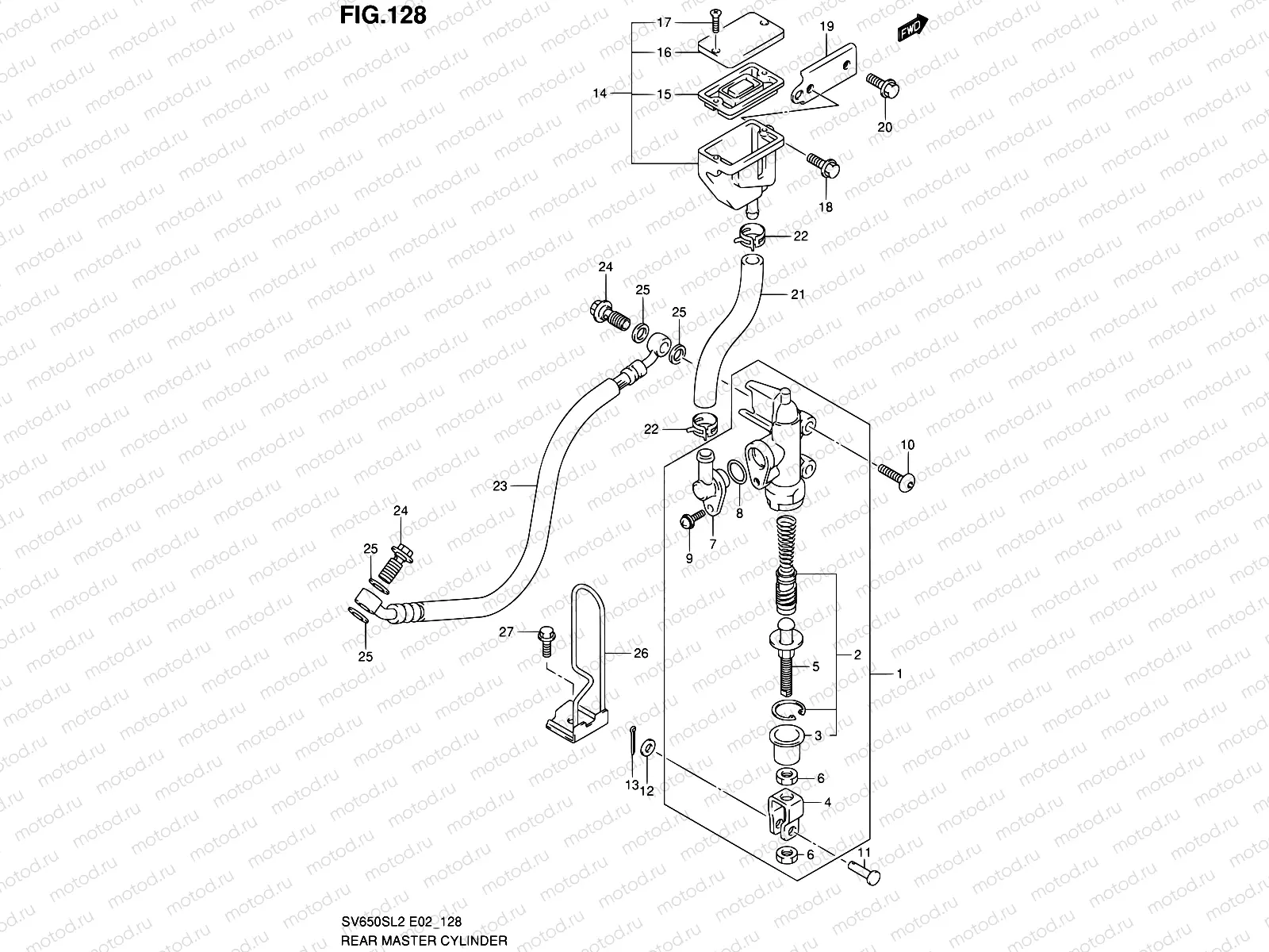 128 - REAR MASTER CYLINDER (SV650SUL2 E24)