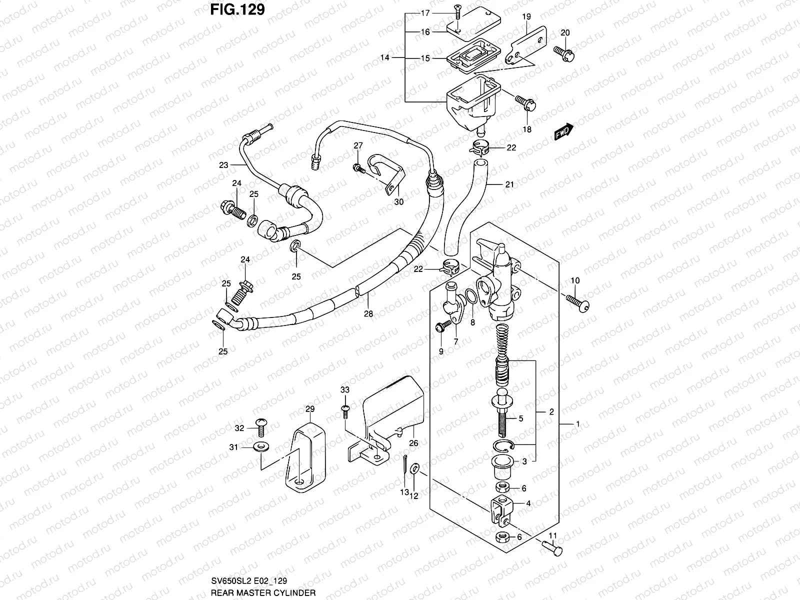 129 - REAR MASTER CYLINDER (SV650SAL2 E24)